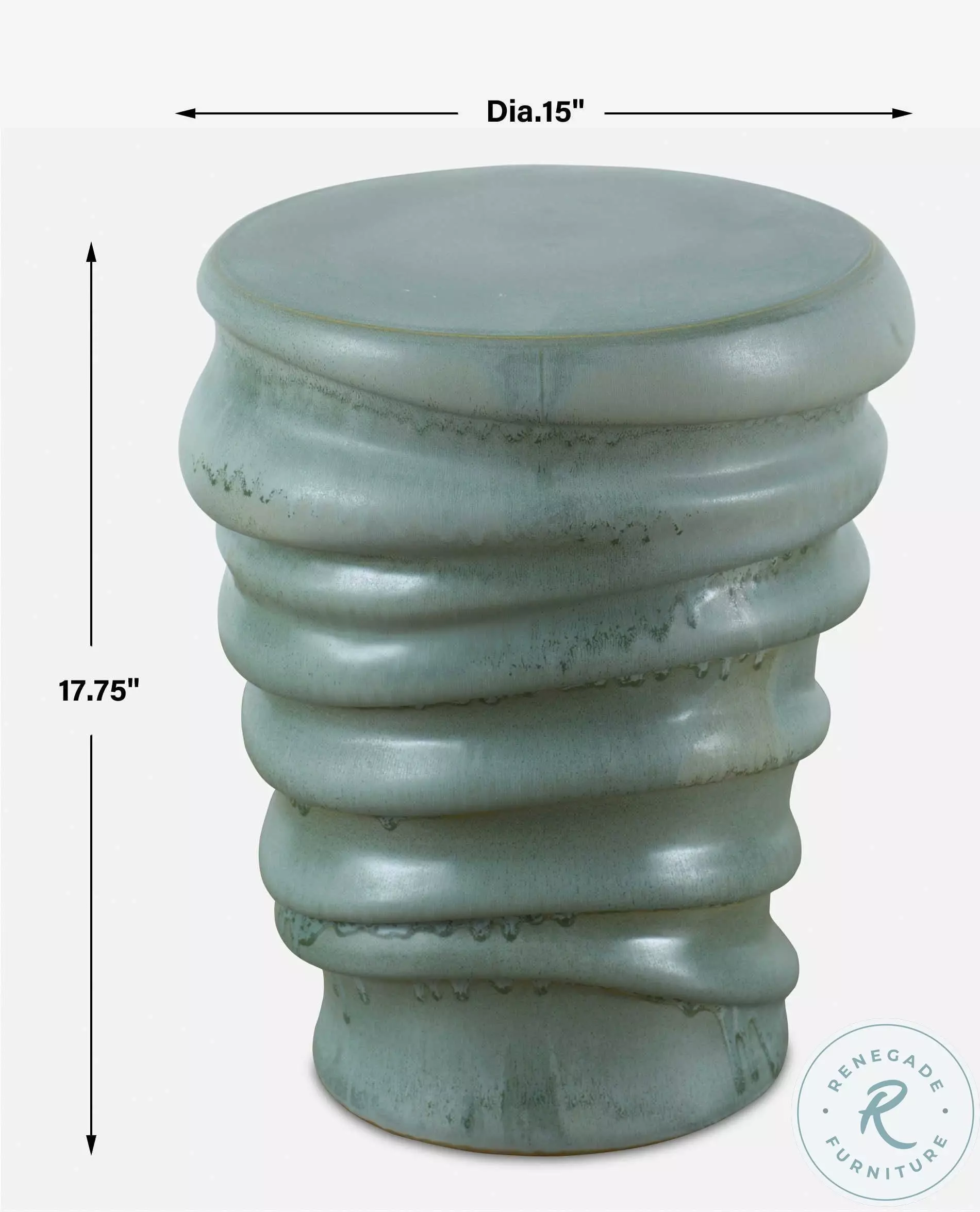 Evander Light Aqua Glaze Garden Stool