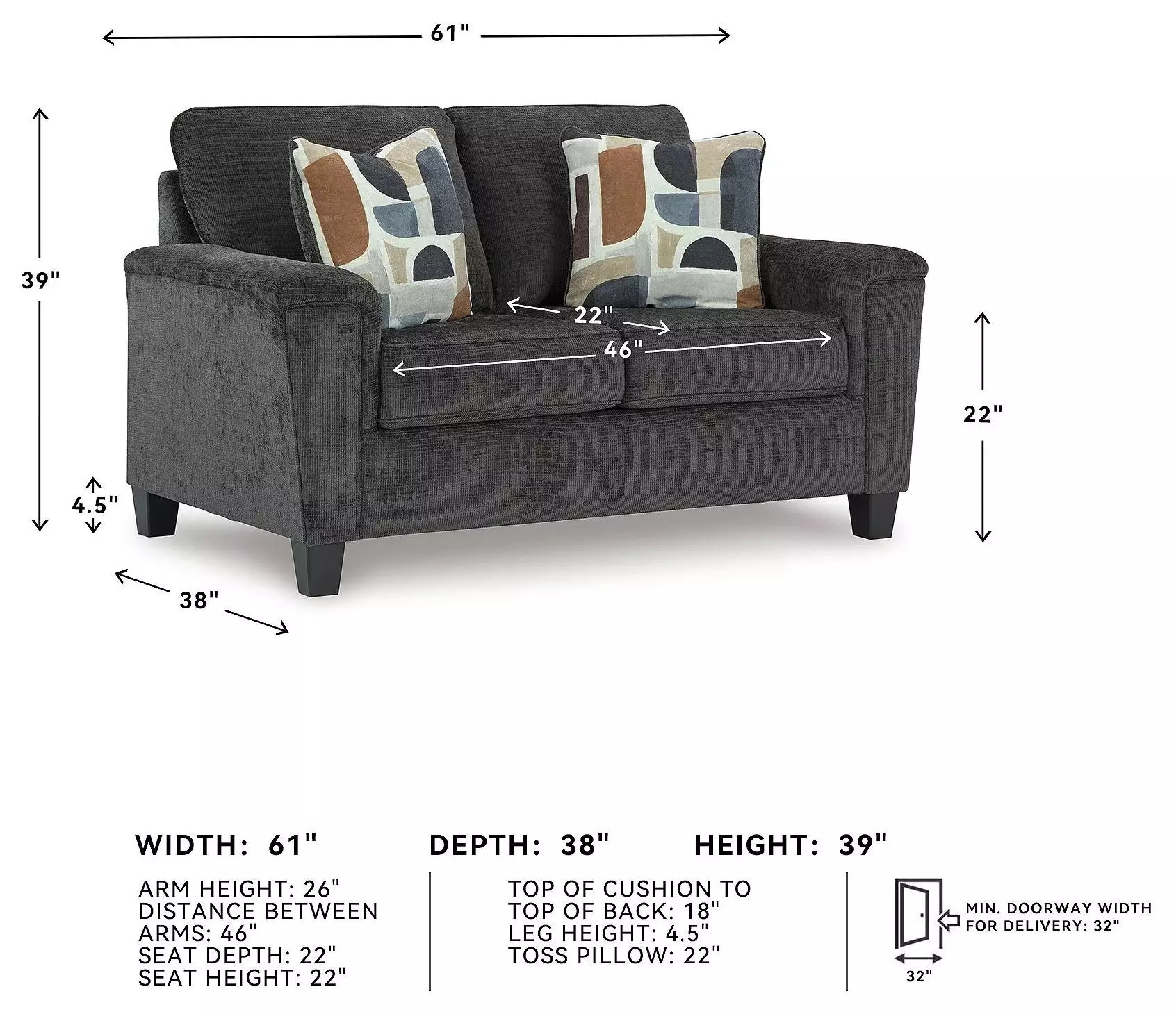 Erinslane Dusk 61" Loveseat