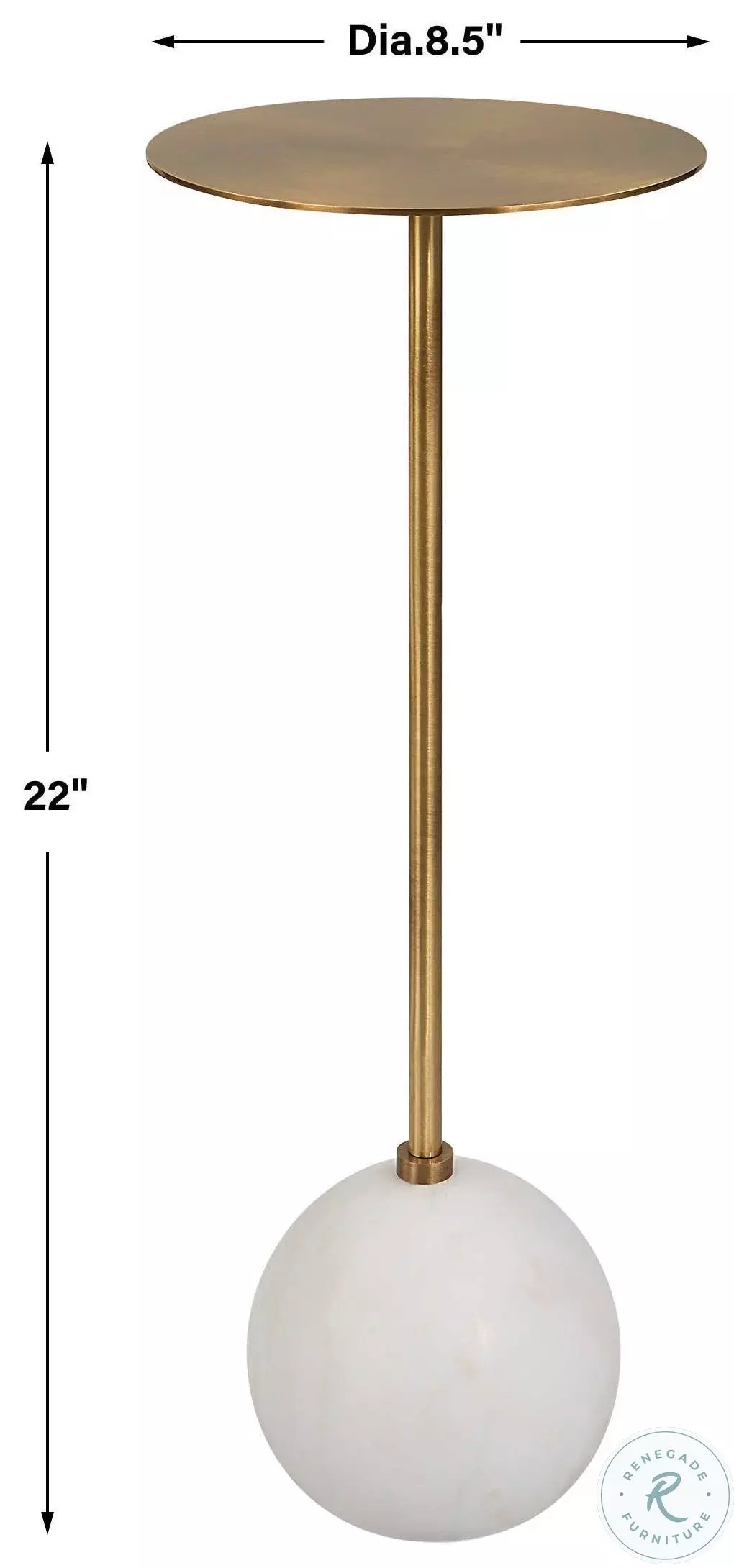 Perrin White Marble and Brass Drink Table