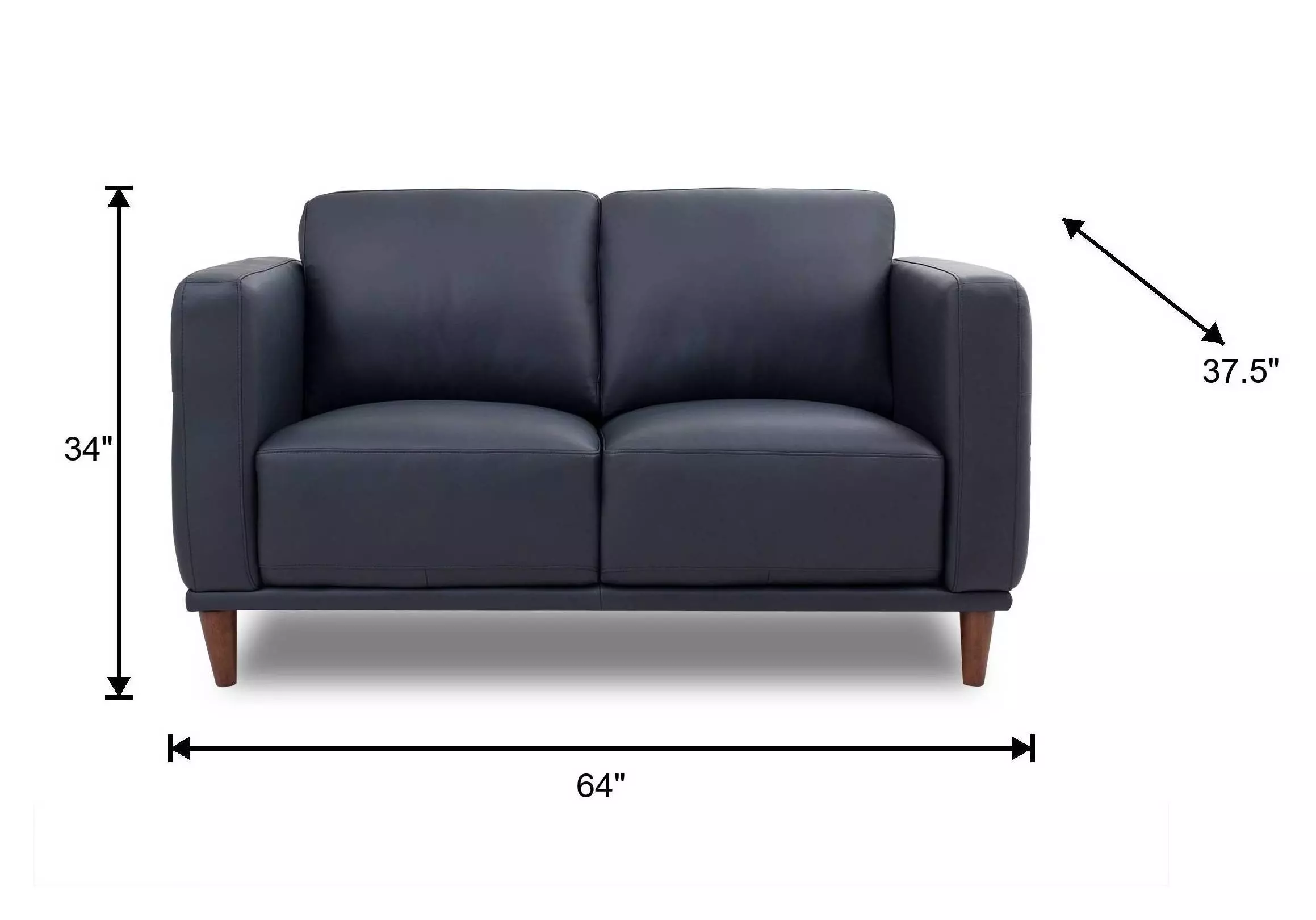 Beckett Midnight Blue Leather 64" Loveseat