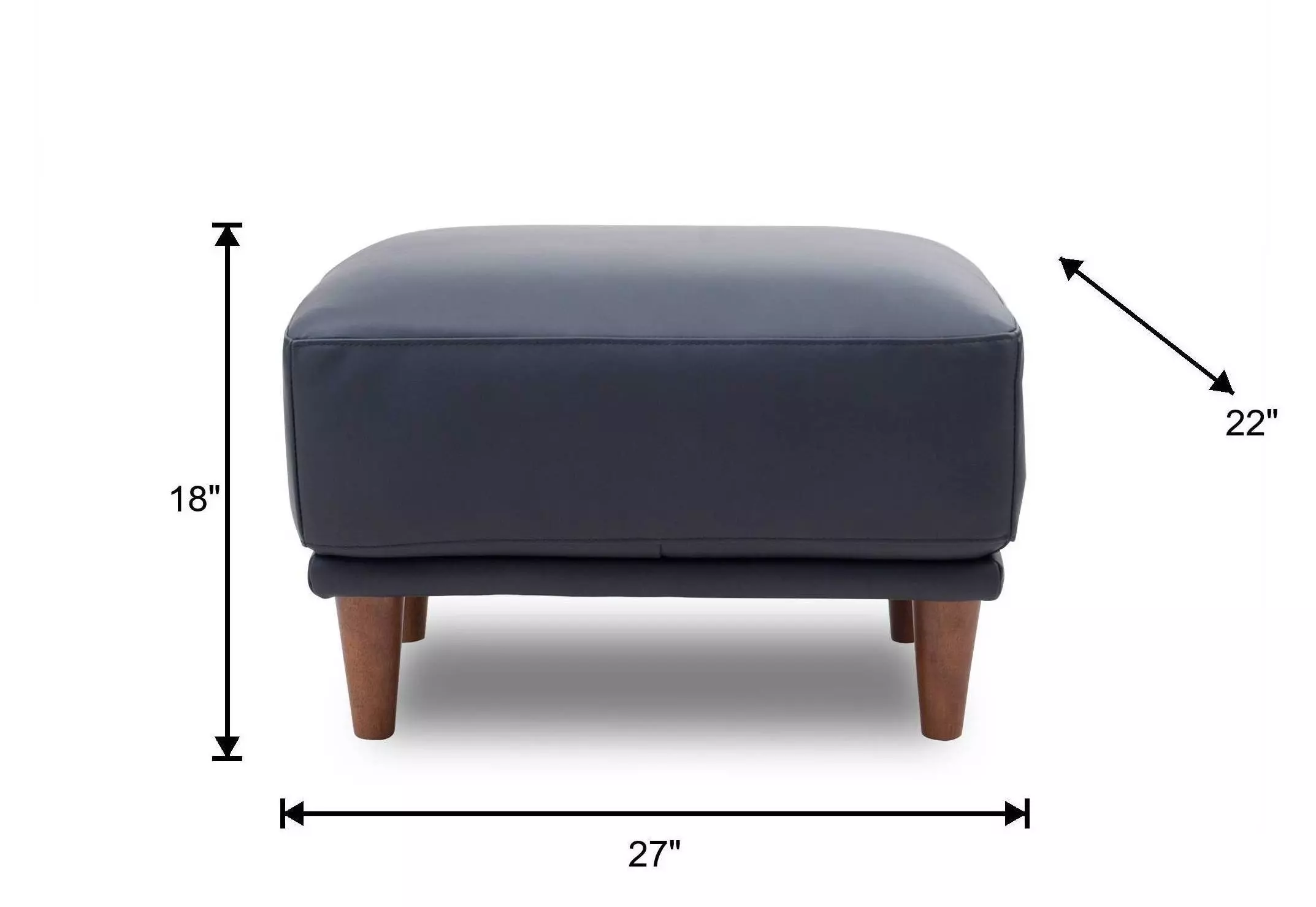 Baxter Midnight Blue Leather Upholstered Rectangular Ottoman