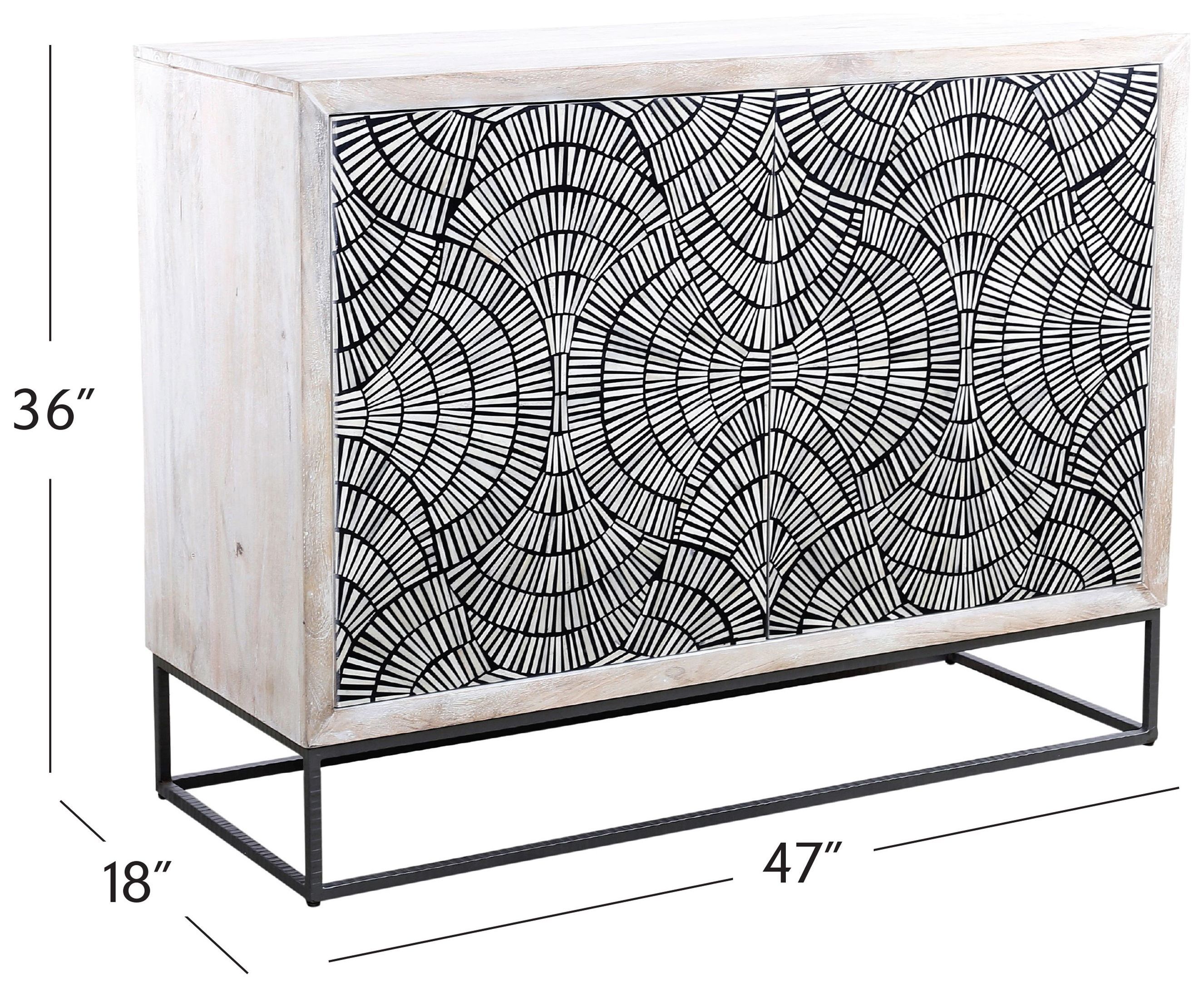 Magnolia White Wash and Zinc Iron 2 Door Bar Cabinet