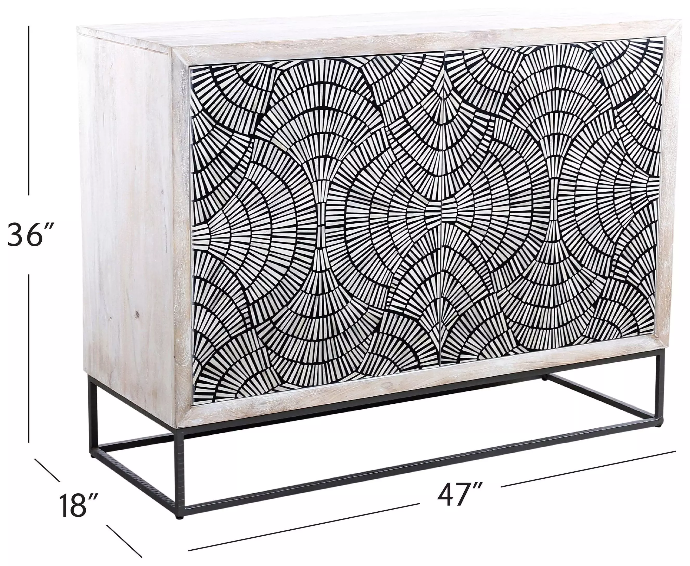Magnolia White Wash and Zinc Iron 2 Door Bar Cabinet