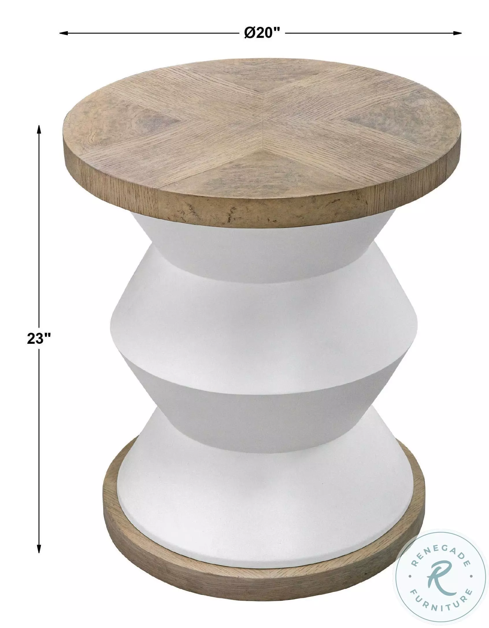 Denvor Matte White and Honey Stain Side Table