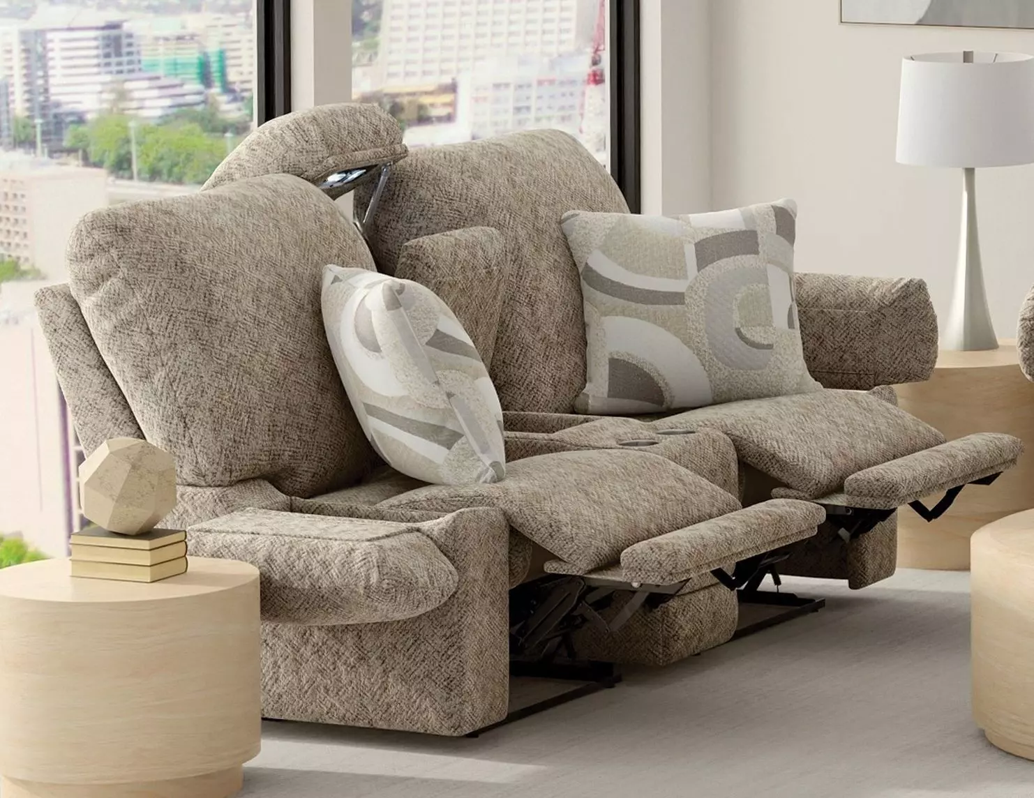 Beacon Mushroom and Porcelain Lay Flat Triple Manual Reclining