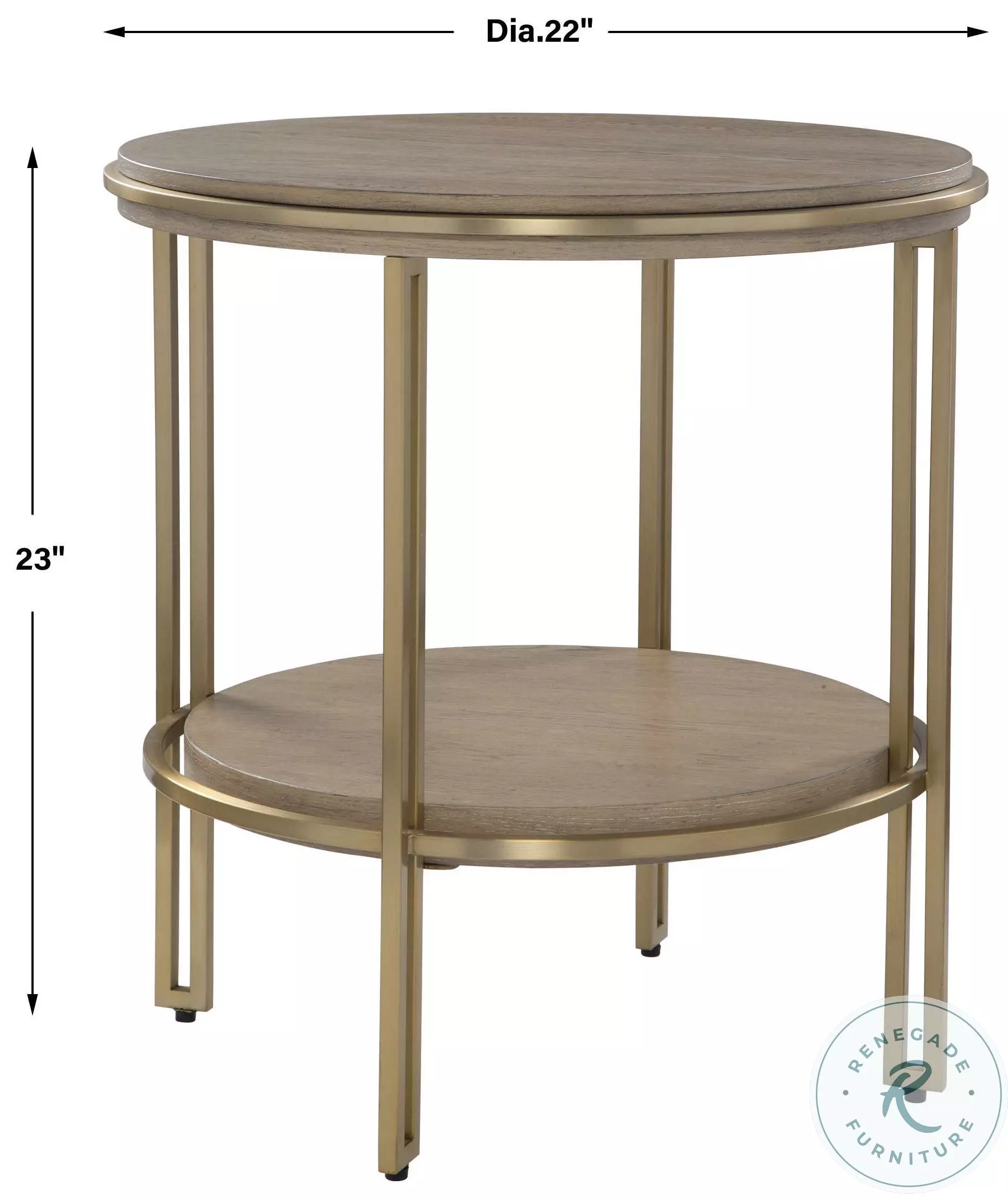 Thalyn Light Oak And Plated Brushed Brass Round Side Table