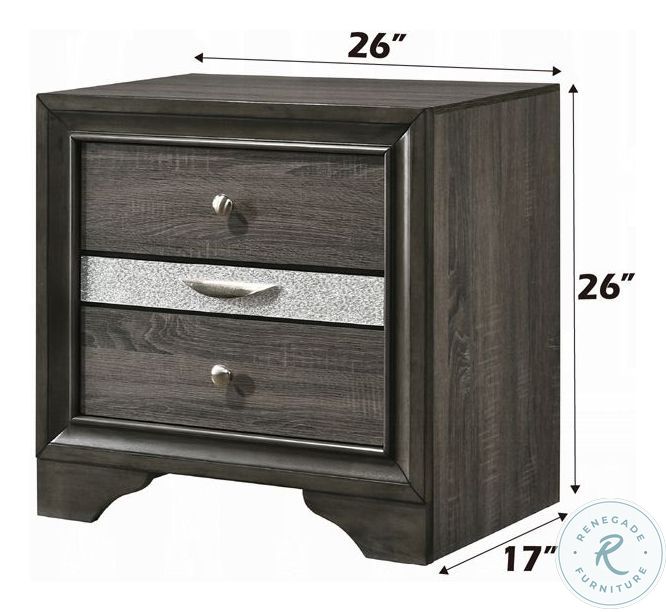 Naima Gray 3 Drawer Nightstand