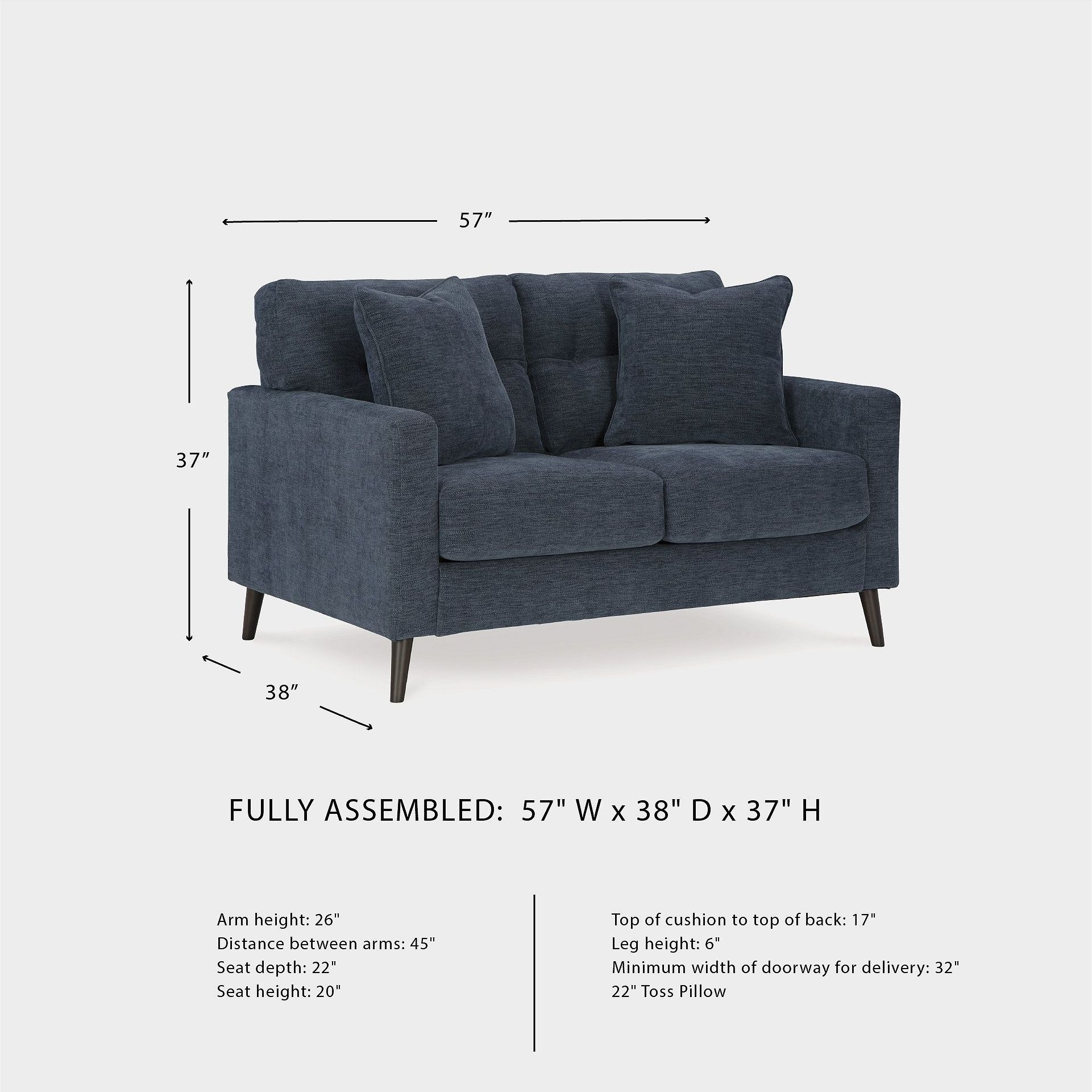 Bixler Navy Loveseat