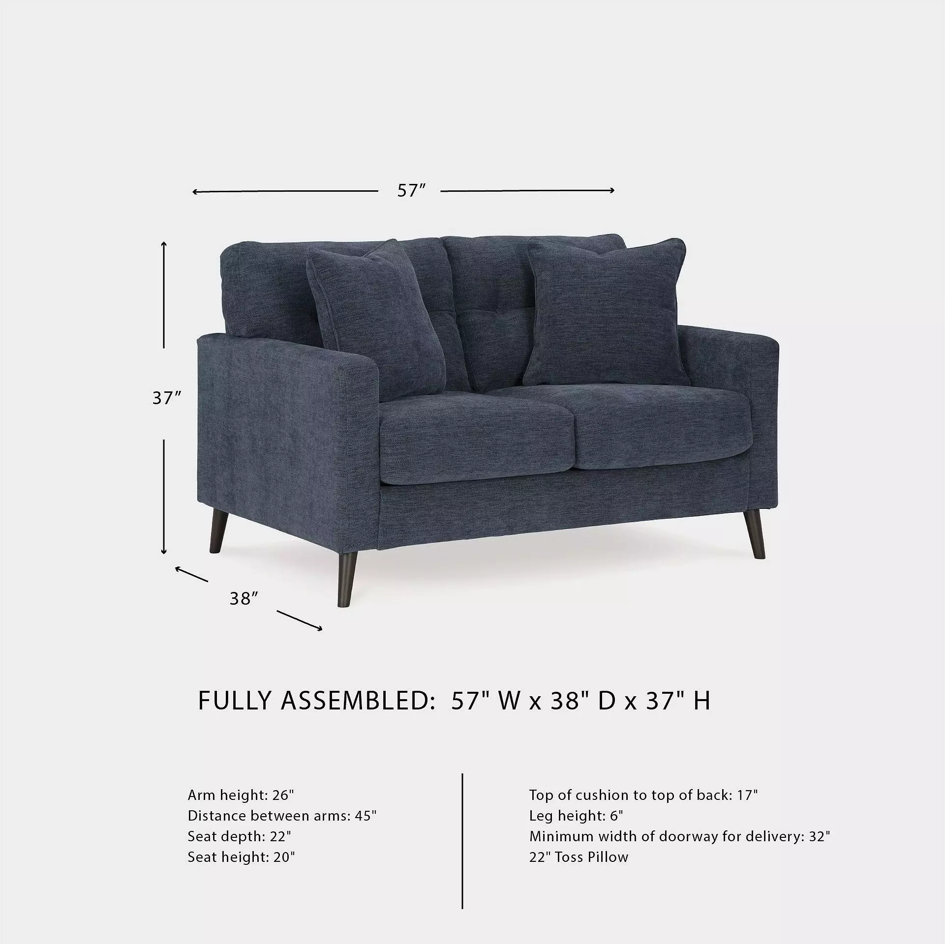 Bixler Navy 57" Loveseat