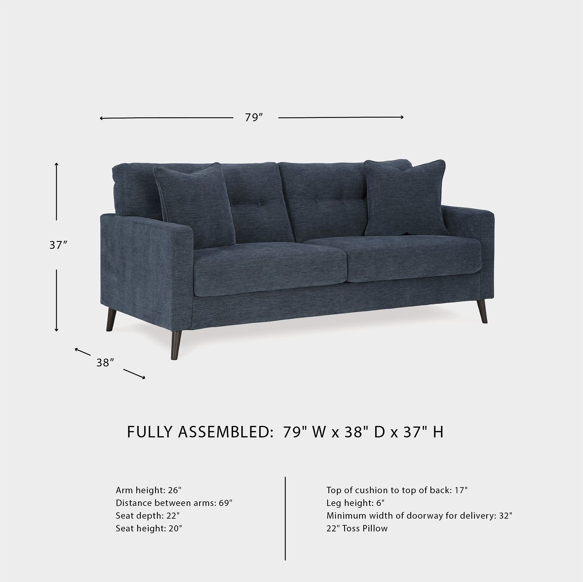 Bixler Navy Sofa
