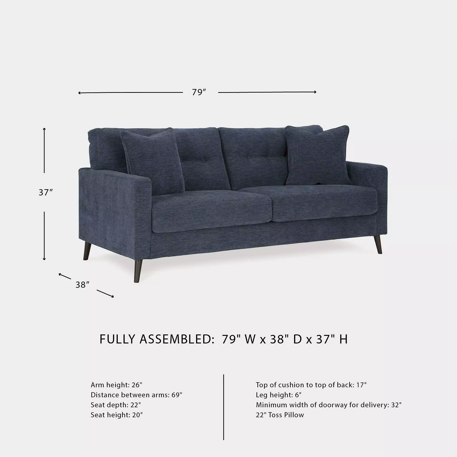 Bixler Navy 79" Sofa