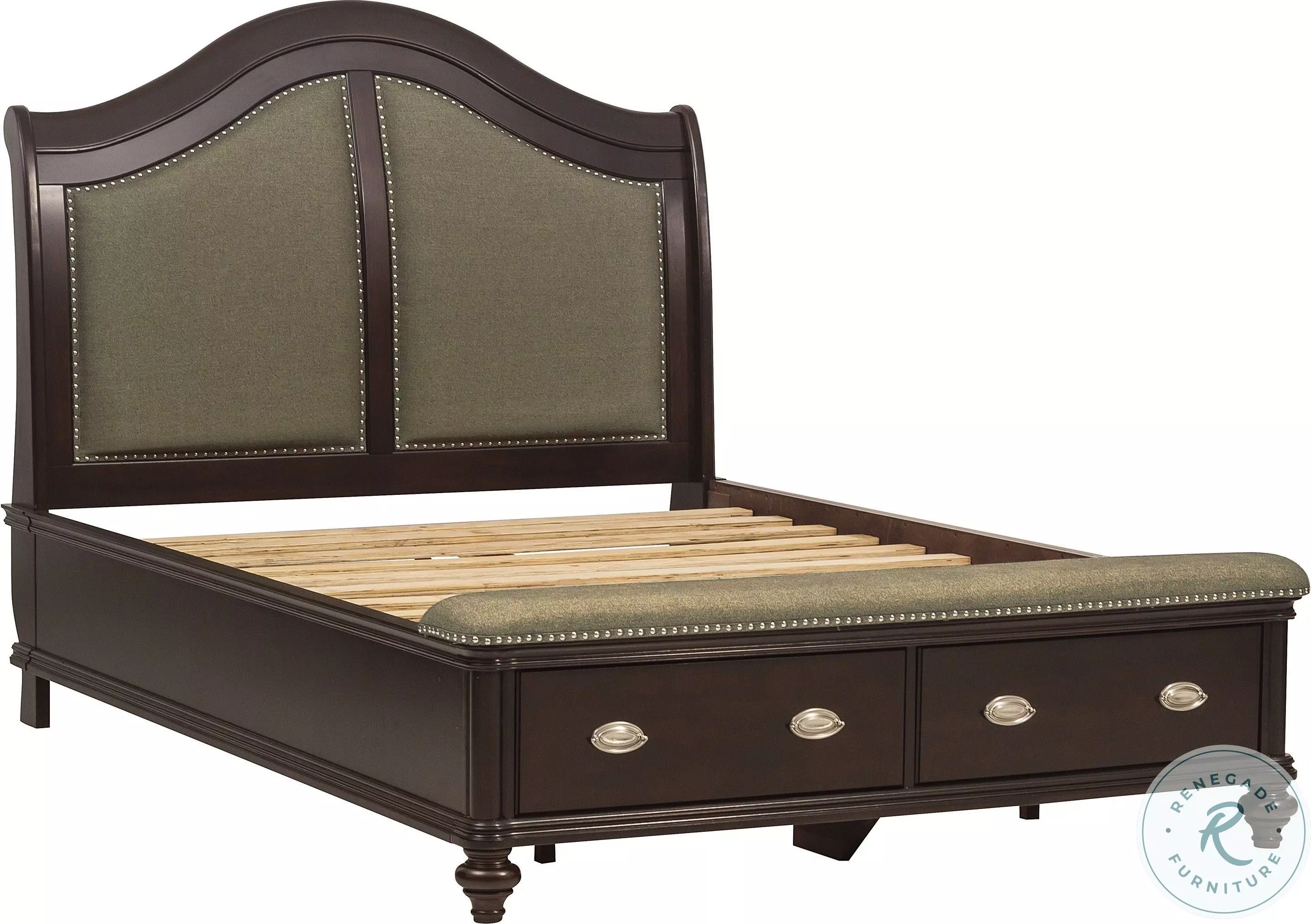 Marston Dark Cherry Queen Platform Storage Bed from