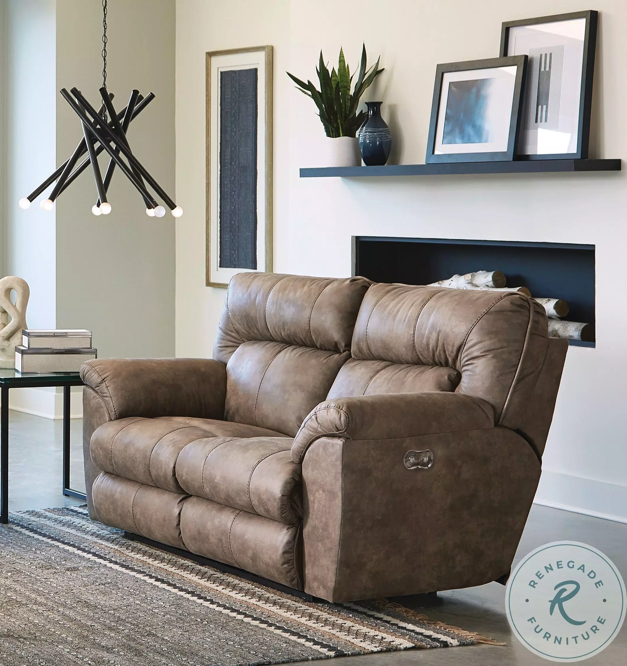 Hollins Coffee Power Reclining Loveseat From Catnapper | Coleman