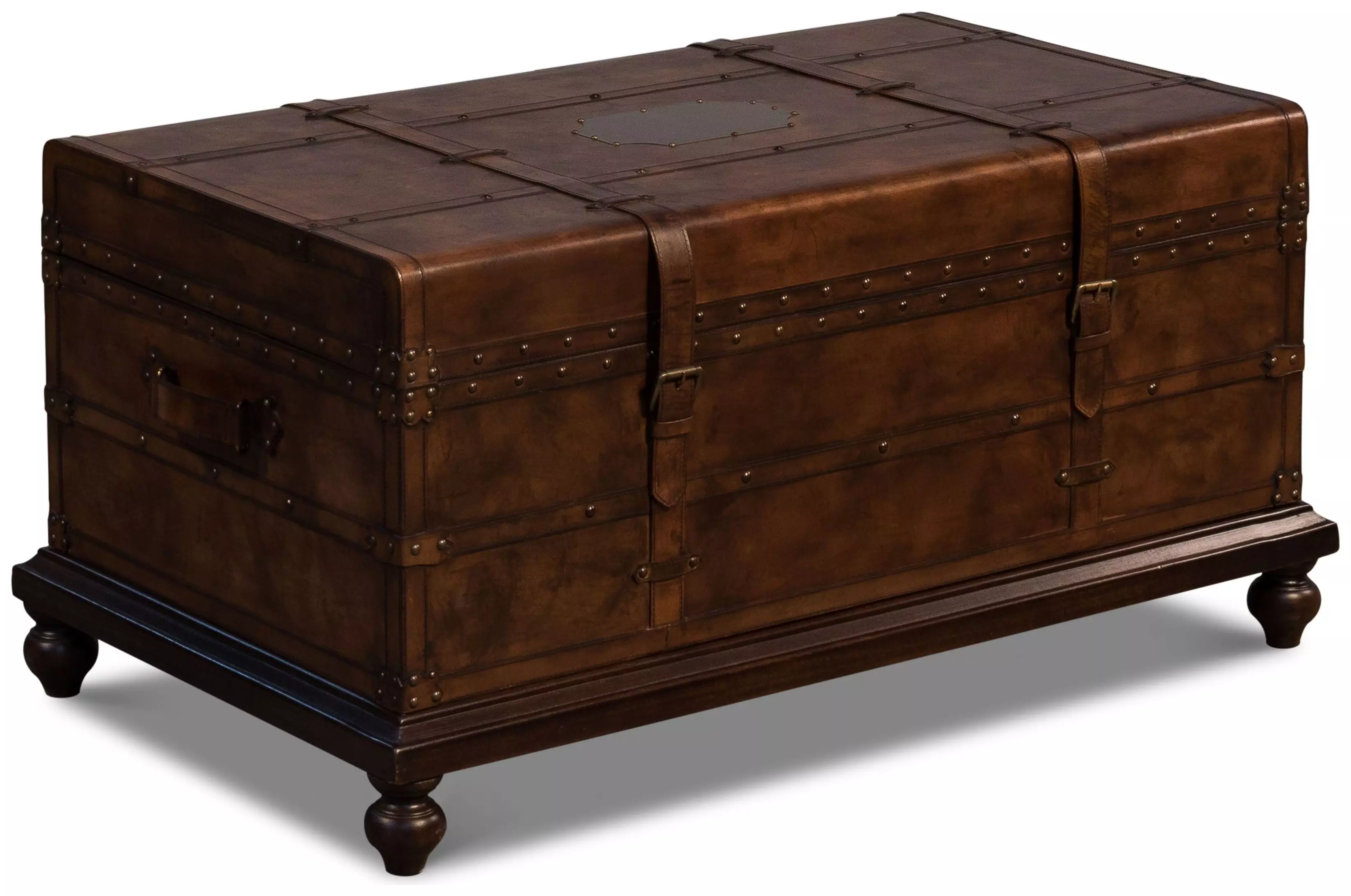 Laura Rustic Lodge Brown Leather Trunk