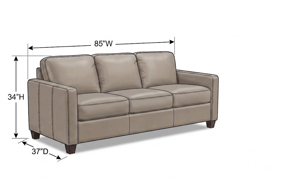 Millbrook Taupe Plain Leather 85" Queen Sleeper Sofa