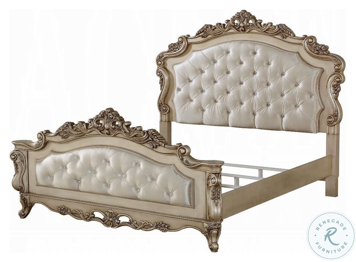 Gorsedd Fabric and Golden Ivory Eastern King Upholstered