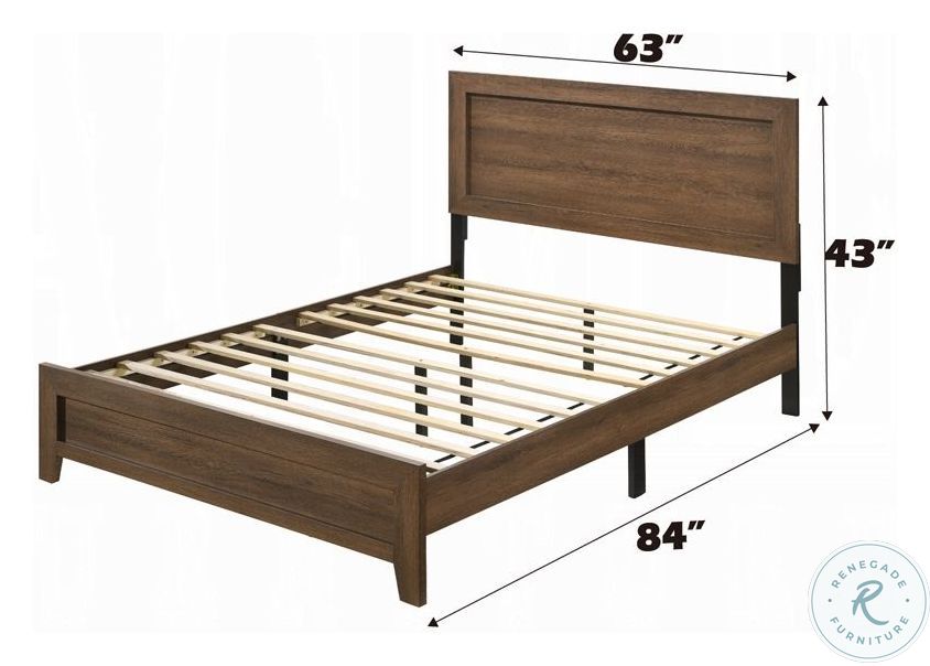 Miquell Oak Queen Panel Bed
