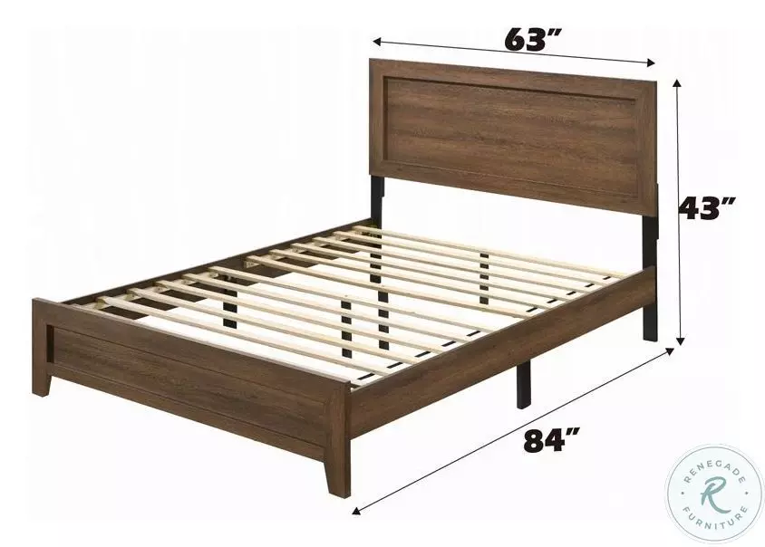 Miquell Oak Queen Panel Bed