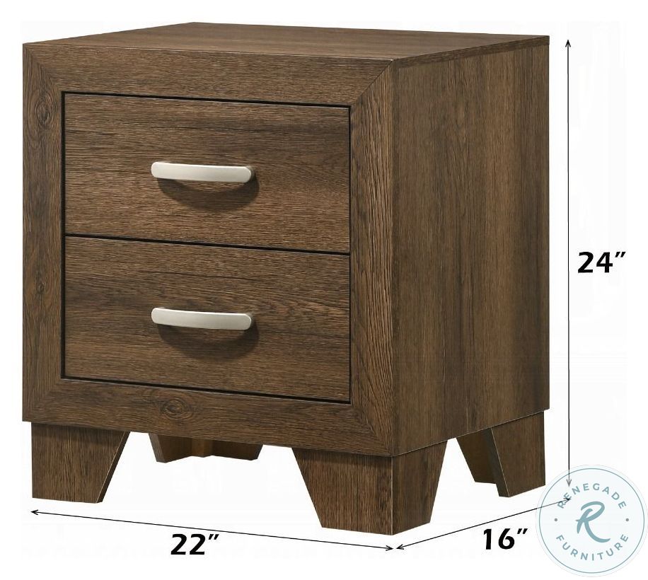 Miquell Oak 2 Drawer Nightstand