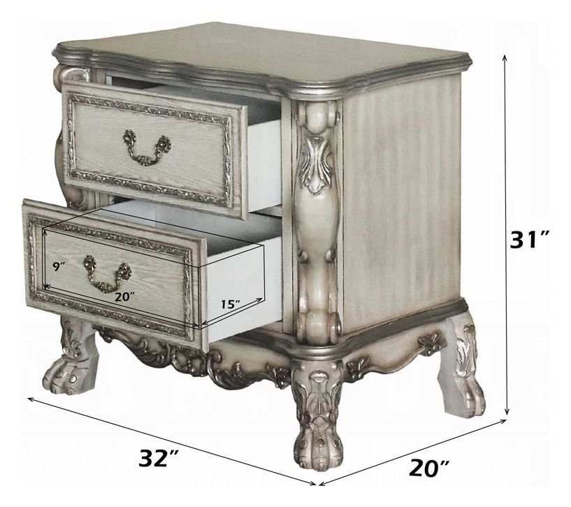 Dresden Vintage Bone White 2 Drawer Nightstand