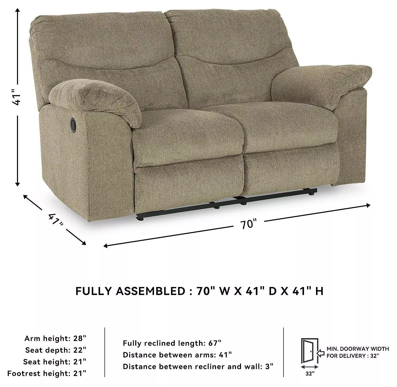 Alphons Briar 70" Reclining Loveseat