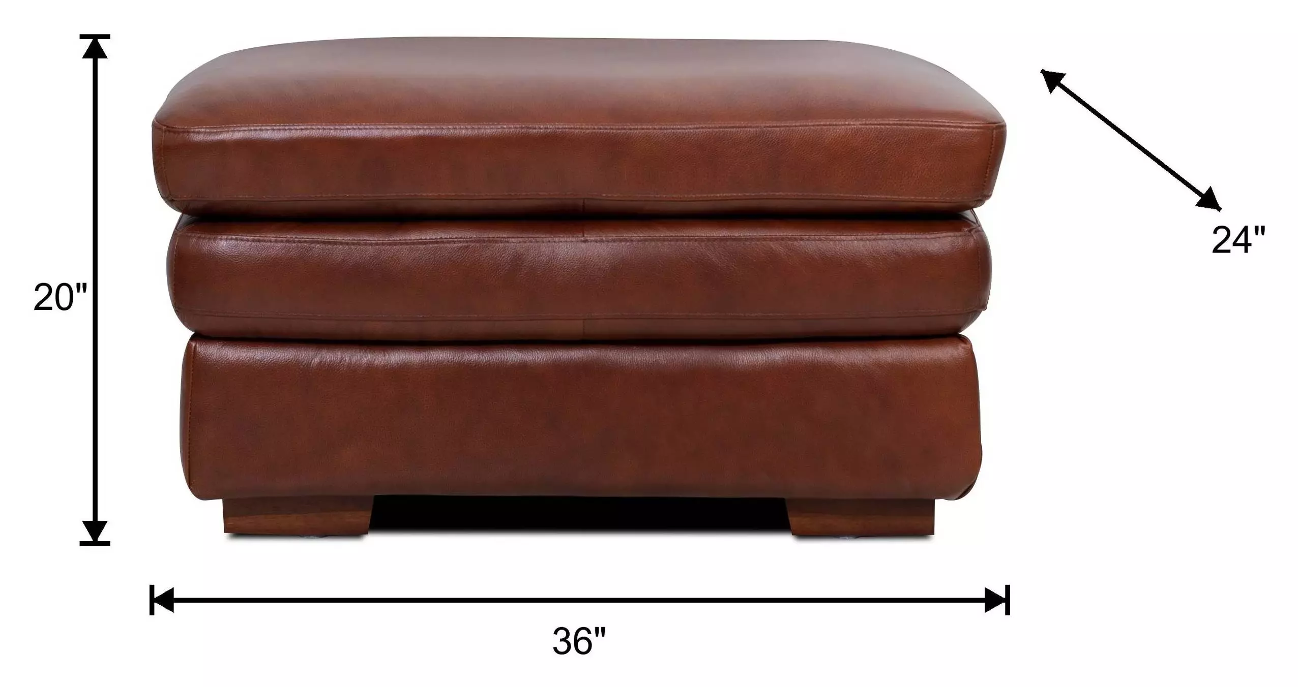 Tatum Brown Leather Upholstered Rectangular Ottoman