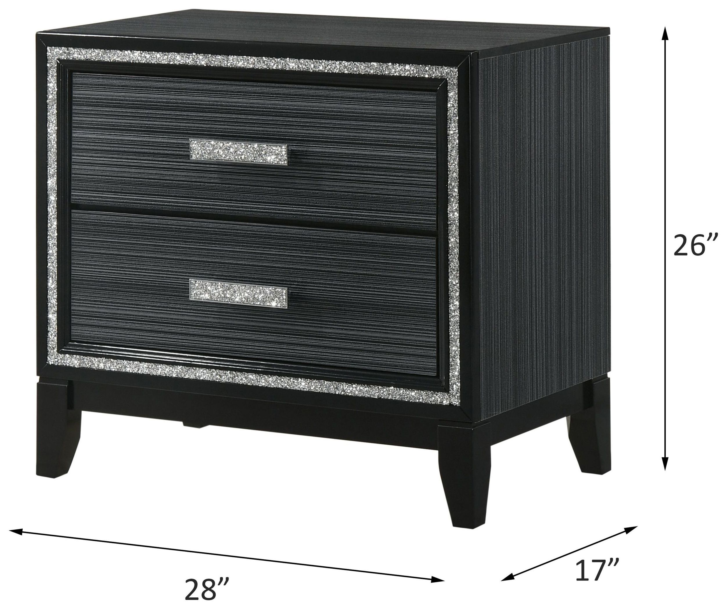 Haiden Weathered Black 2 Drawer Nightstand