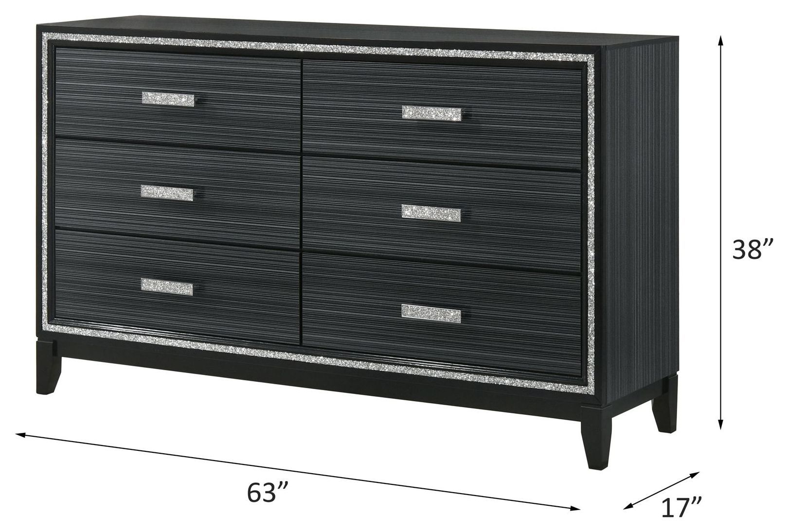 Haiden Weathered Black 6 Drawer Dresser