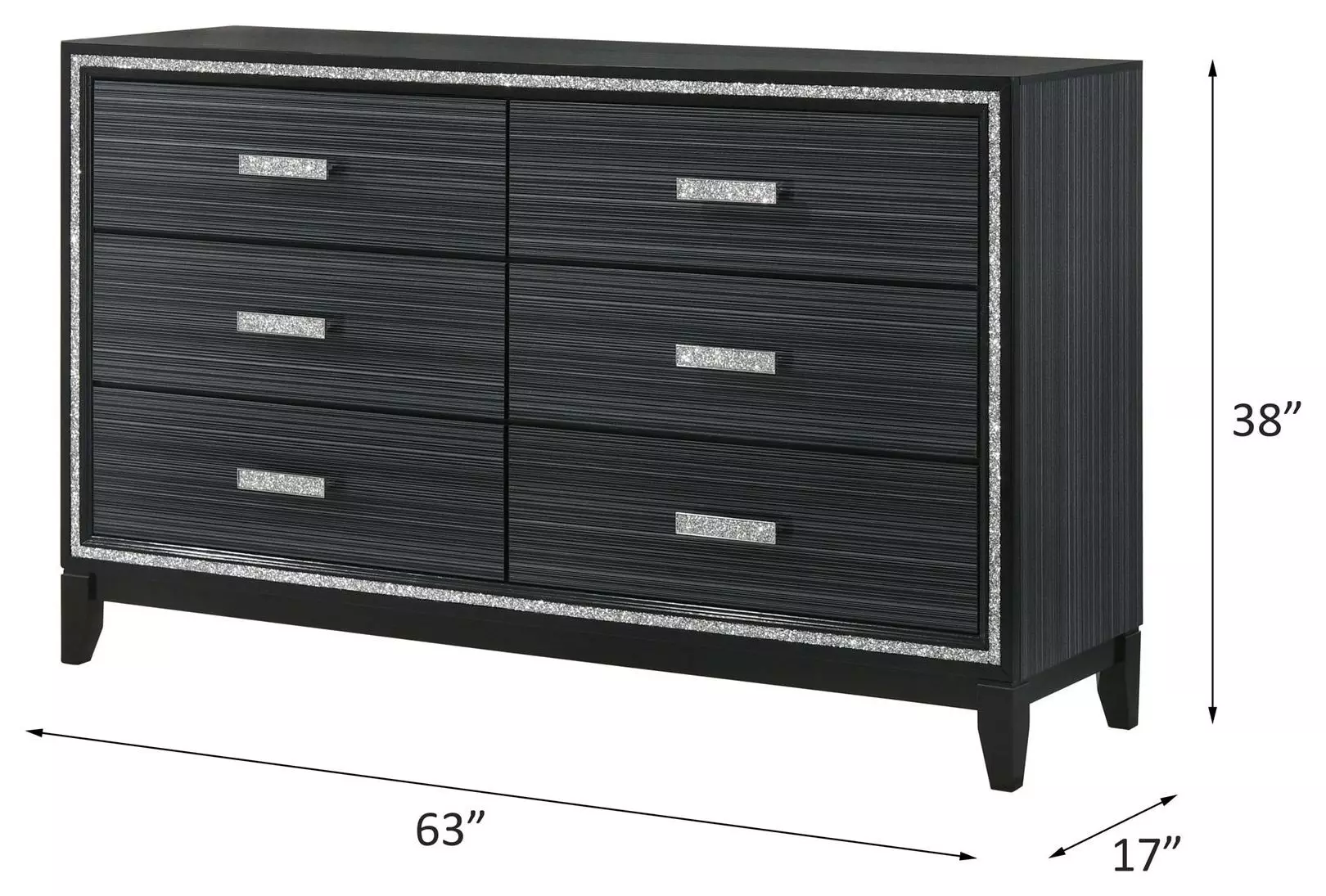 Haiden Weathered Black 6 Drawer Dresser