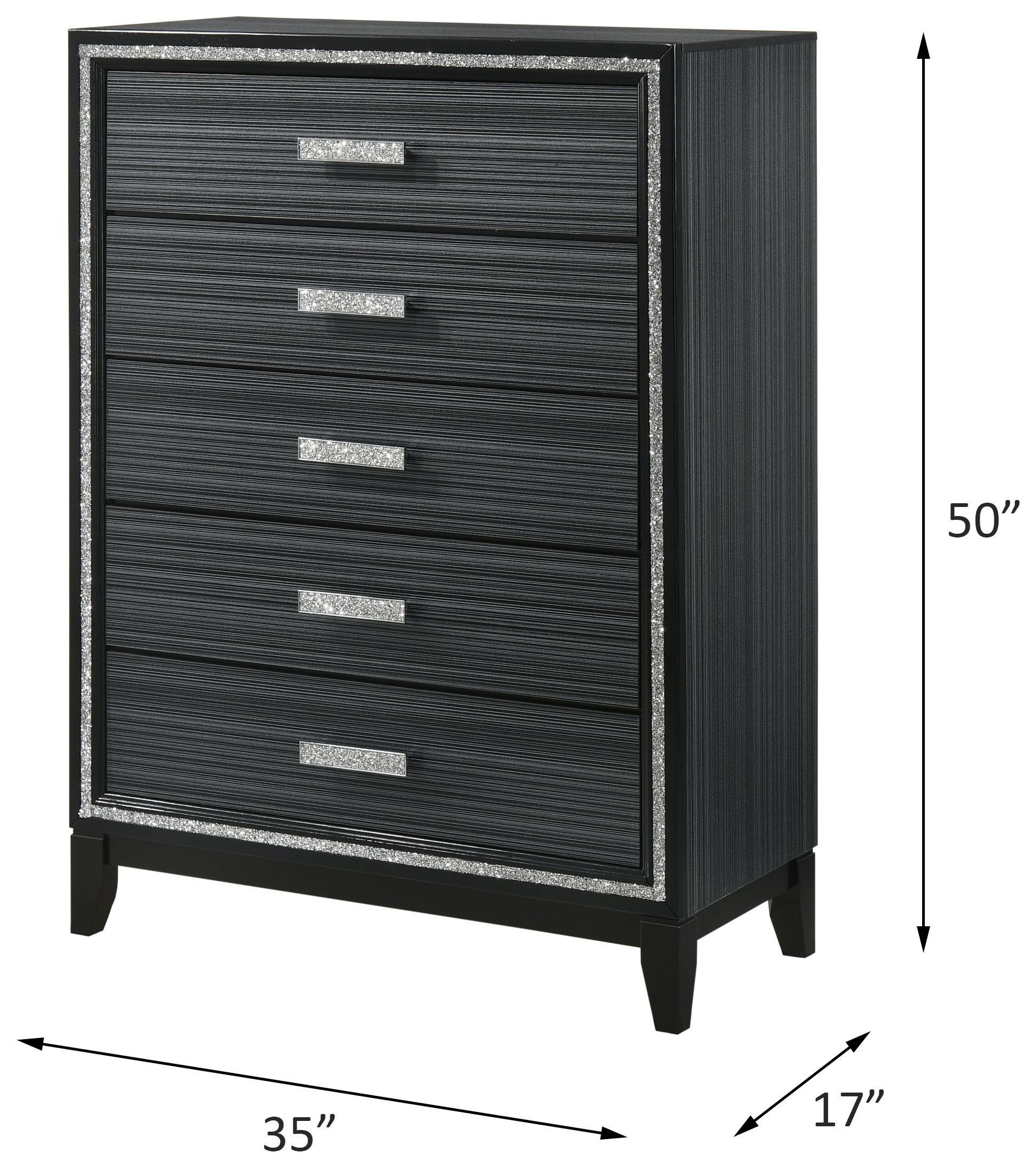 Haiden Weathered Black 5 Drawer Chest