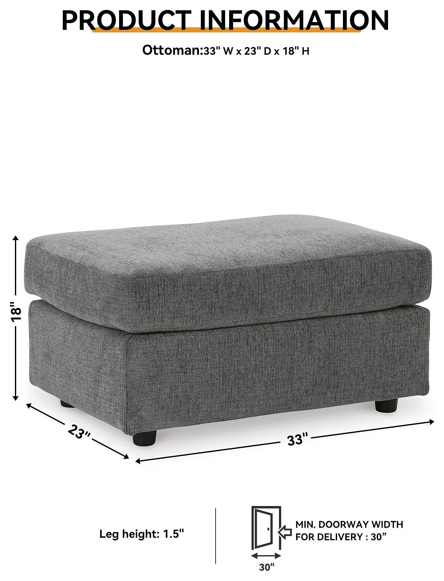 Stairatt Gravel Ottoman