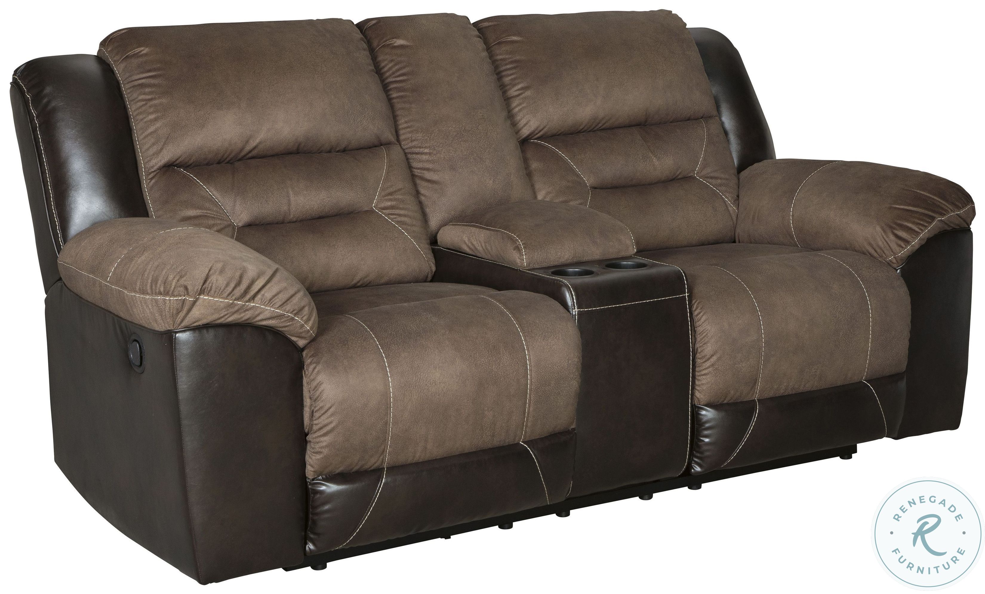 Earhart Chestnut Double Reclining Loveseat with Console from Ashley