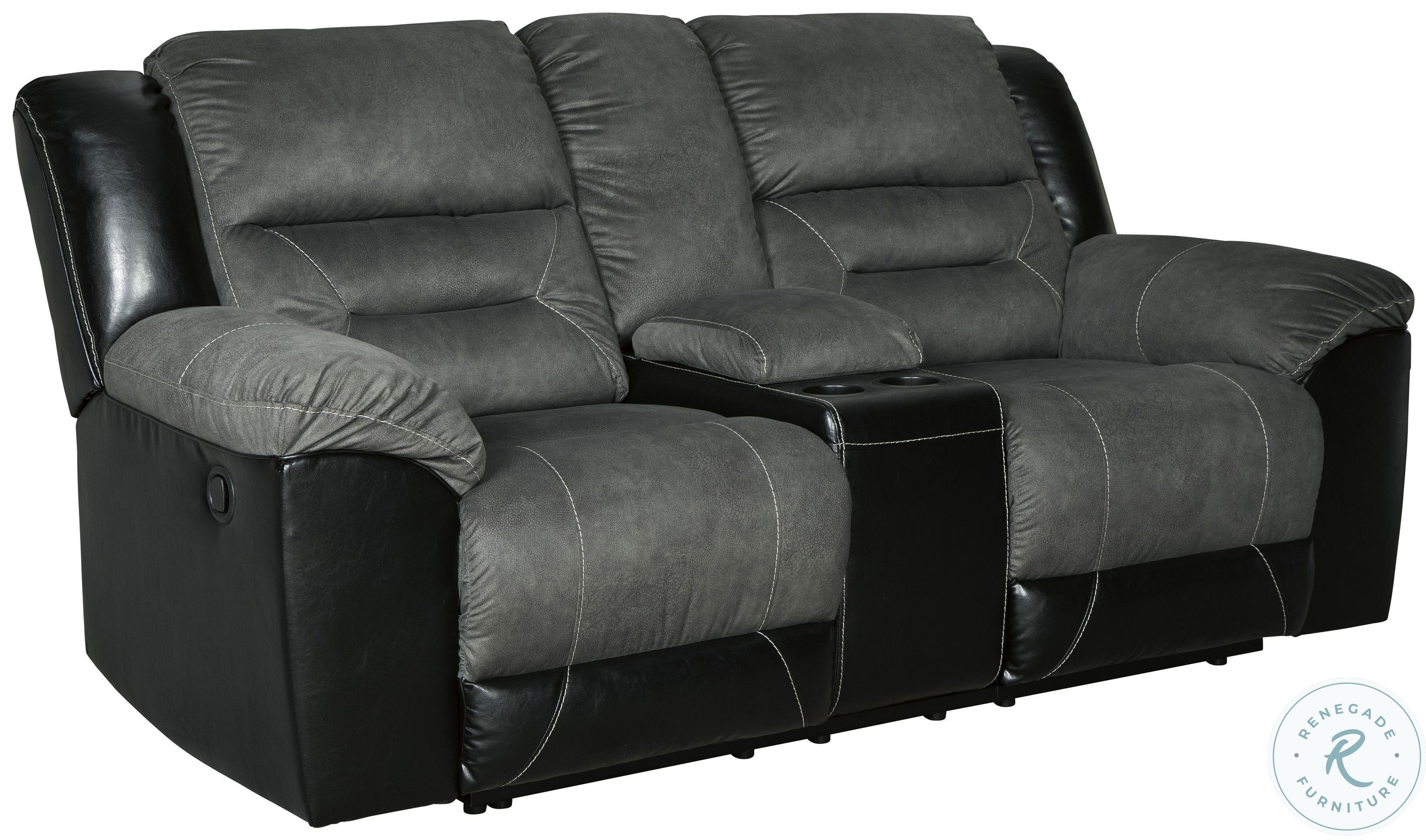 Earhart Slate Double Reclining Loveseat with Console from Ashley