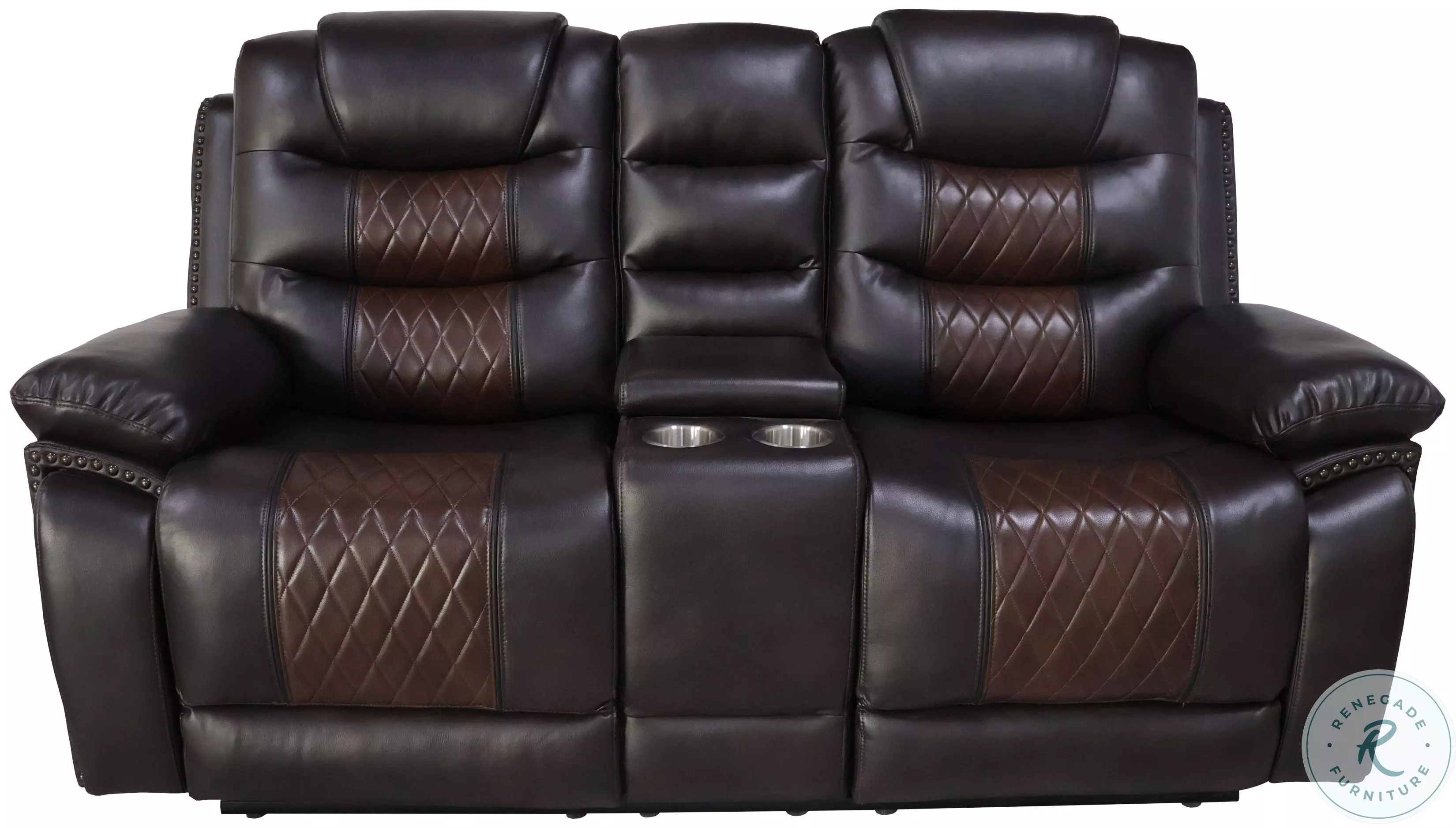 ココ Nikko Brown Dual Reclining Console Loveseat From New Classic