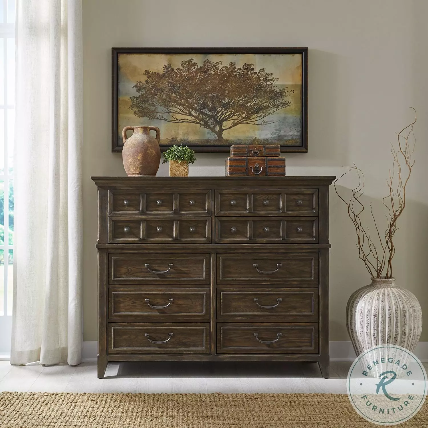 Drawer フーデットダウンジレ Paradise Valley Saddle Brown 10 Drawer Chesser From Liberty