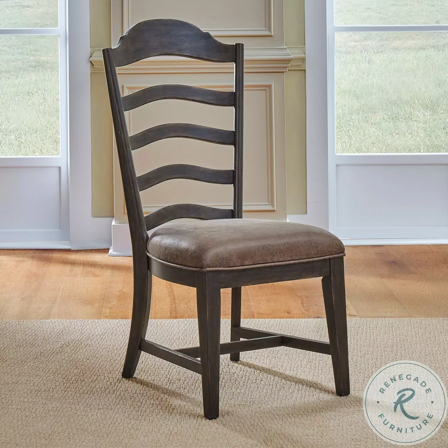 Paradise Valley Saddle Brown Upholstered Ladder Back Side Chair
