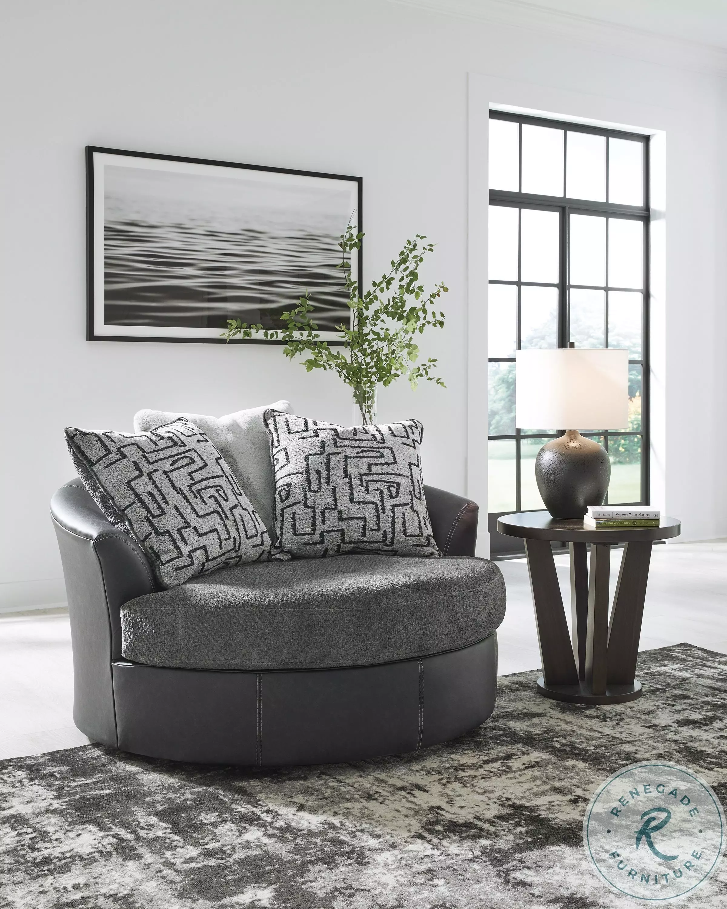 Brixley Pier Graphite Oversized Swivel Accent Chair From Ashley