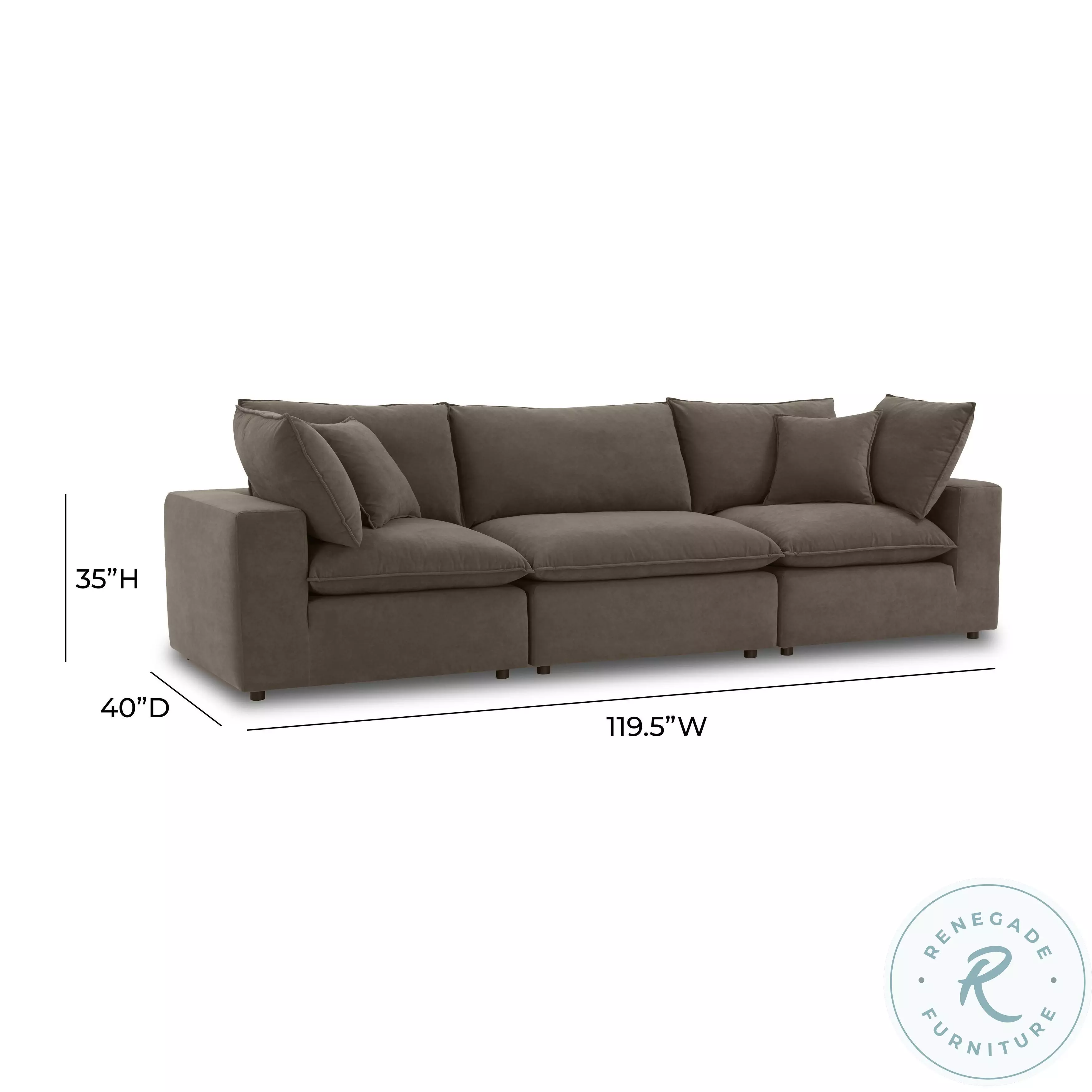 Cali Chocolate Brown Performance Velvet Modular Sofa