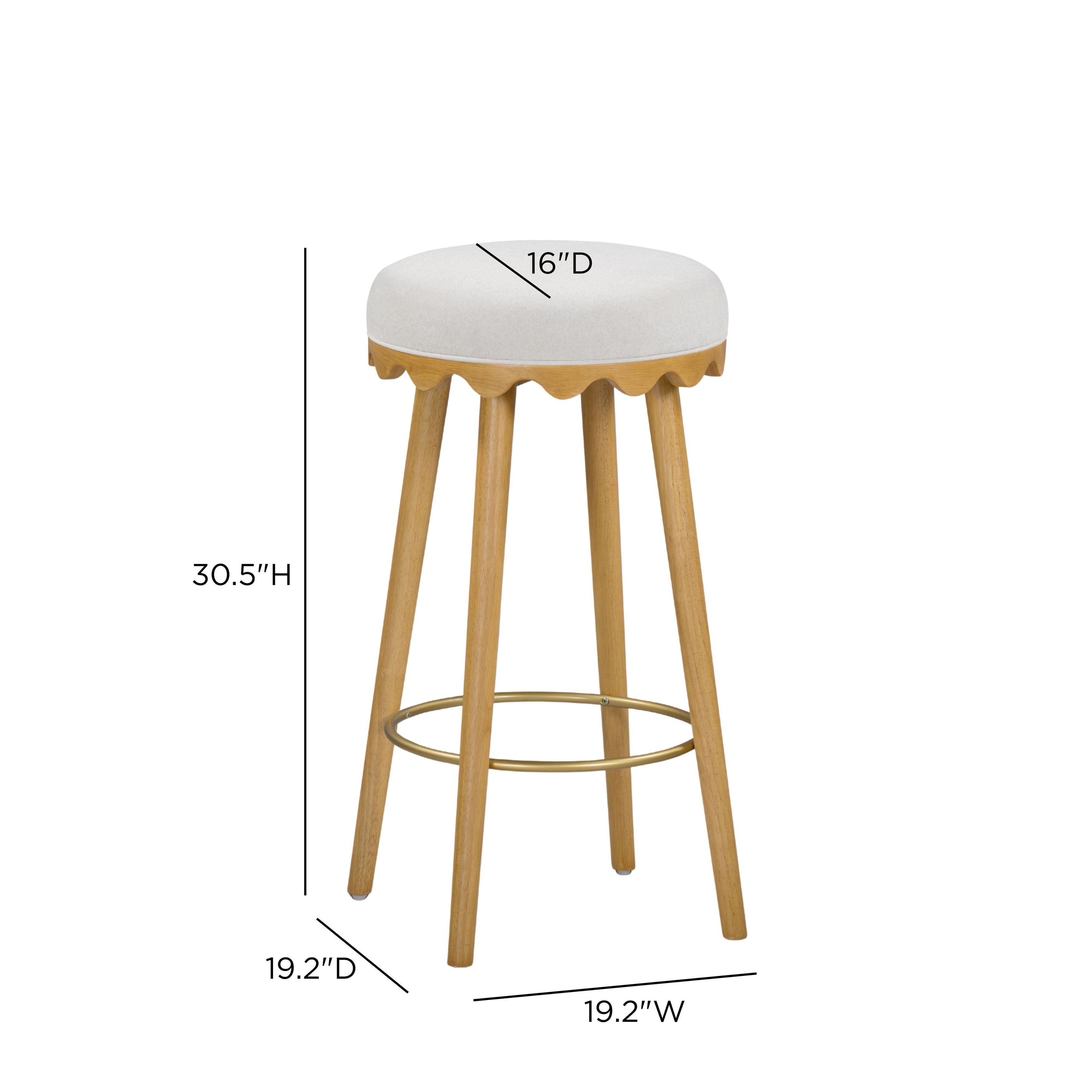 Oodle Cream Performance Vegan Mohair Upholstered Bar Stool