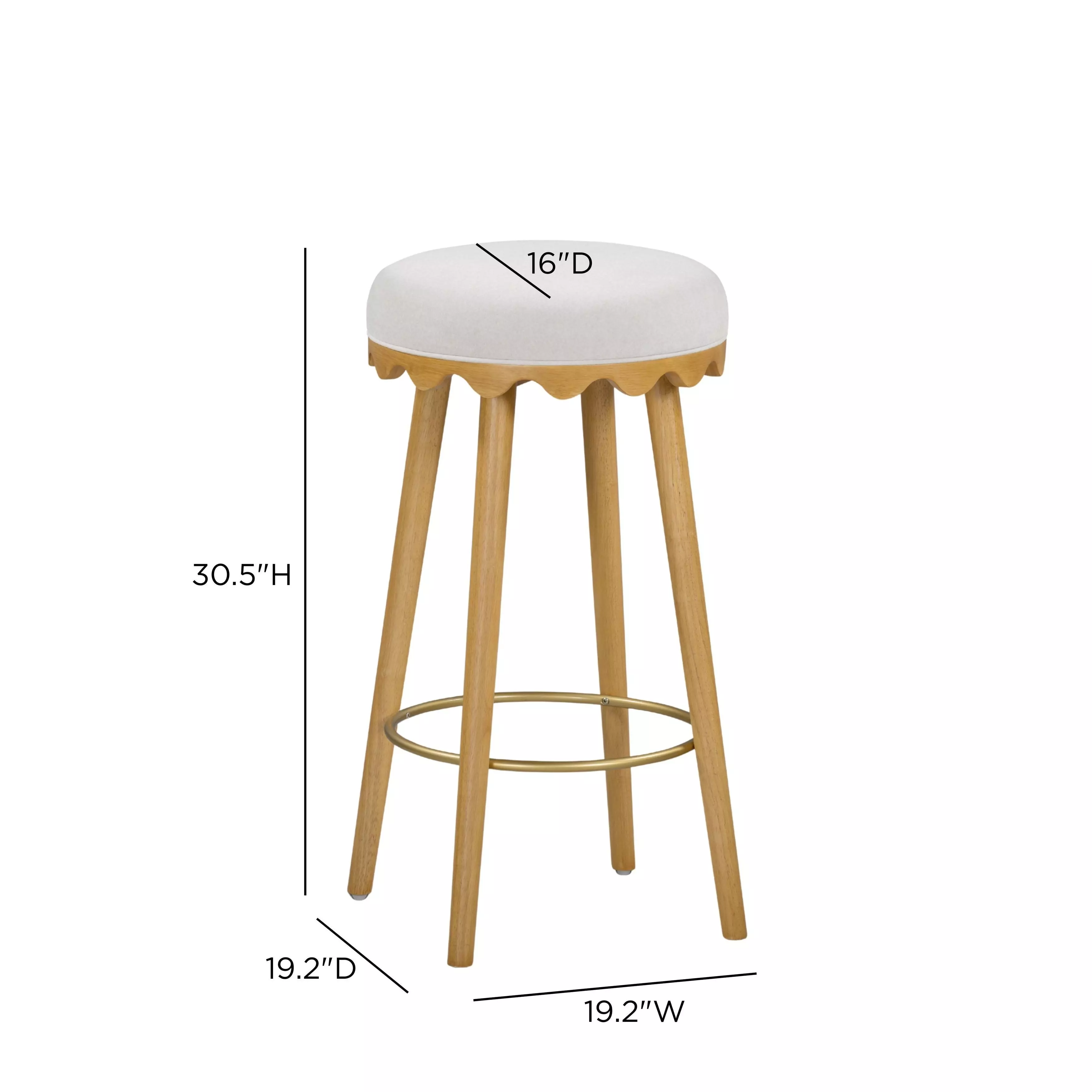 Oodle Cream Performance Vegan Mohair Upholstered Bar Stool
