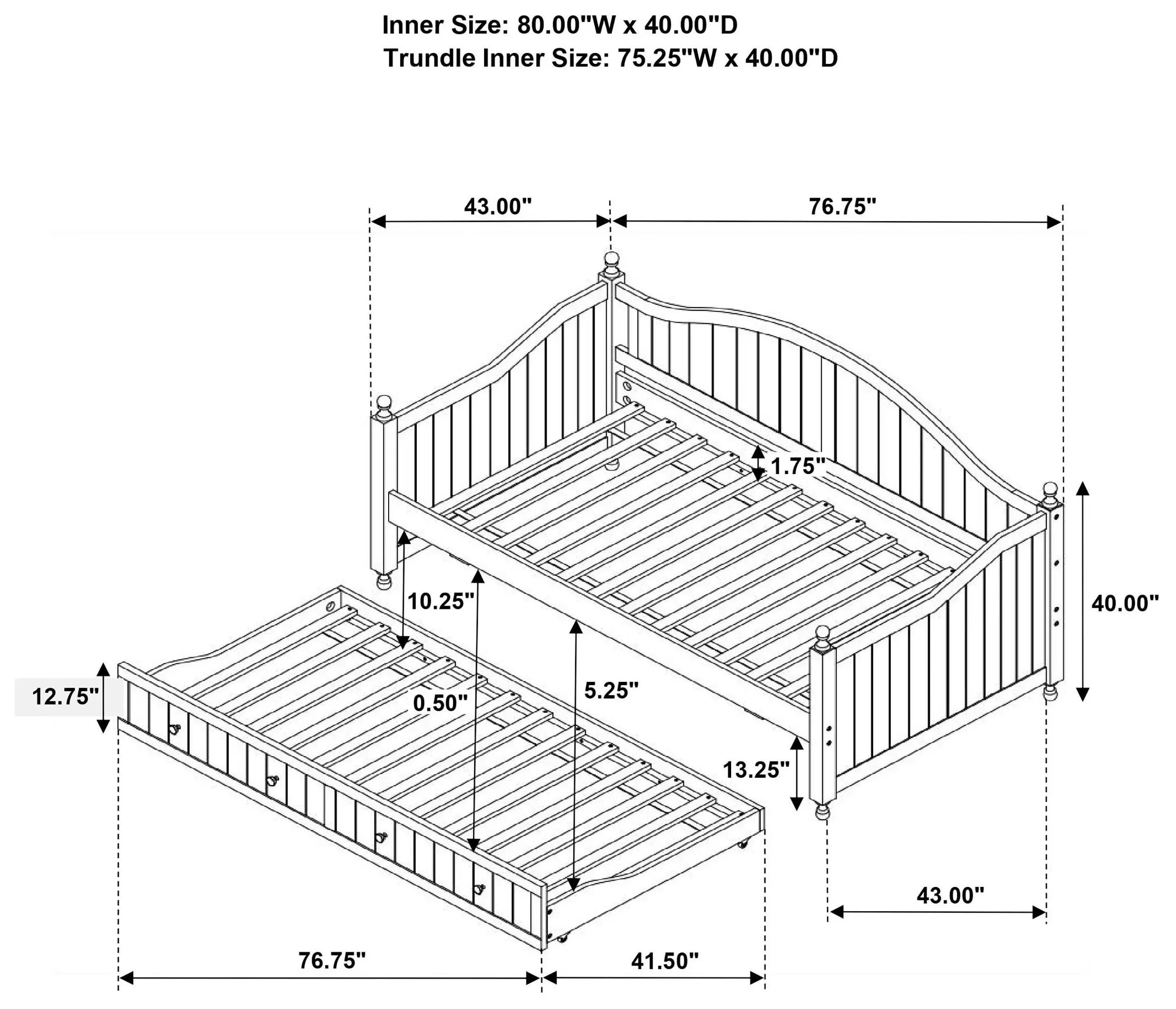 Julie Ann White Curved Back Twin Daybed With Trundle from Coaster