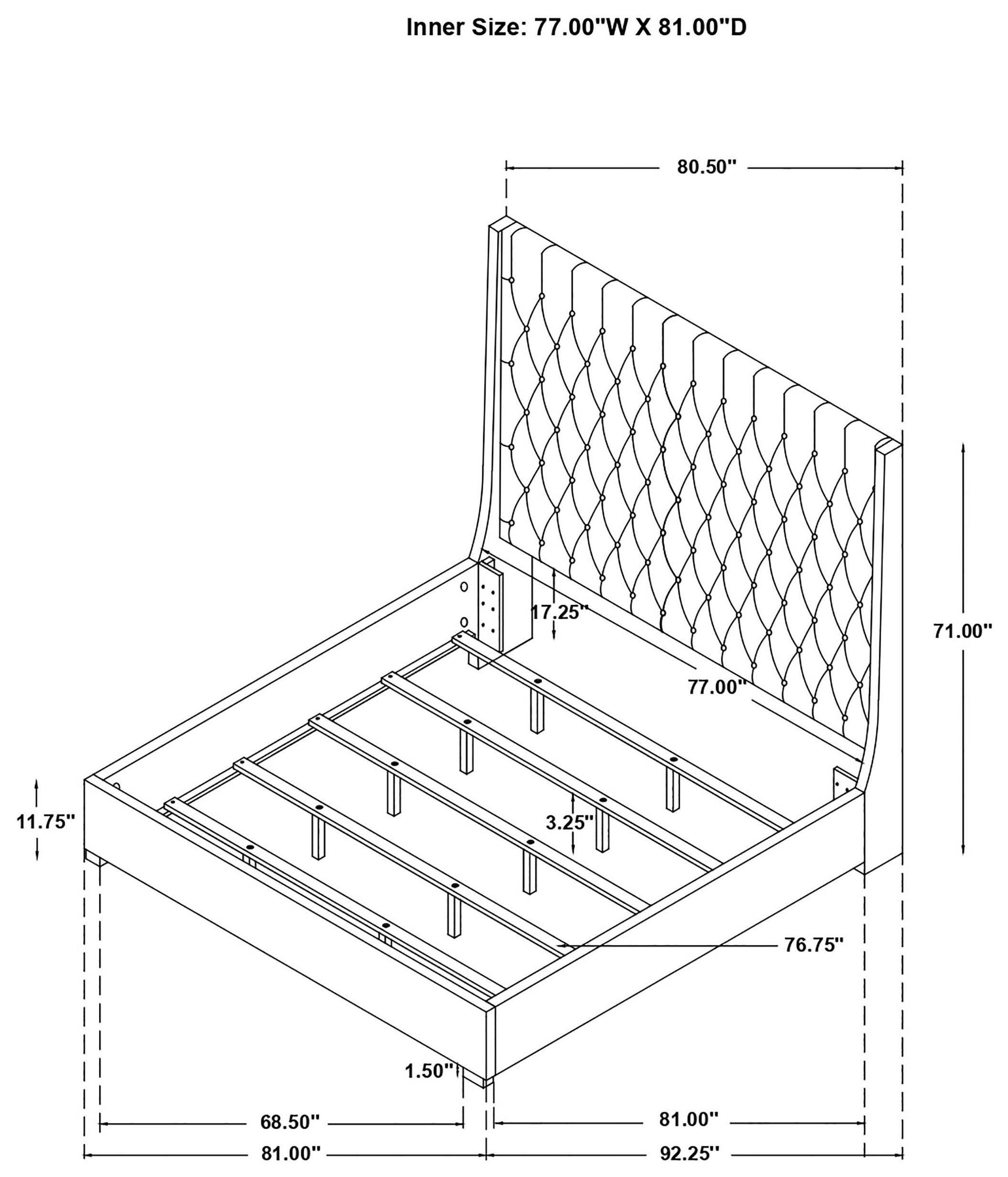 Camille Grey Upholstered King Panel Bed