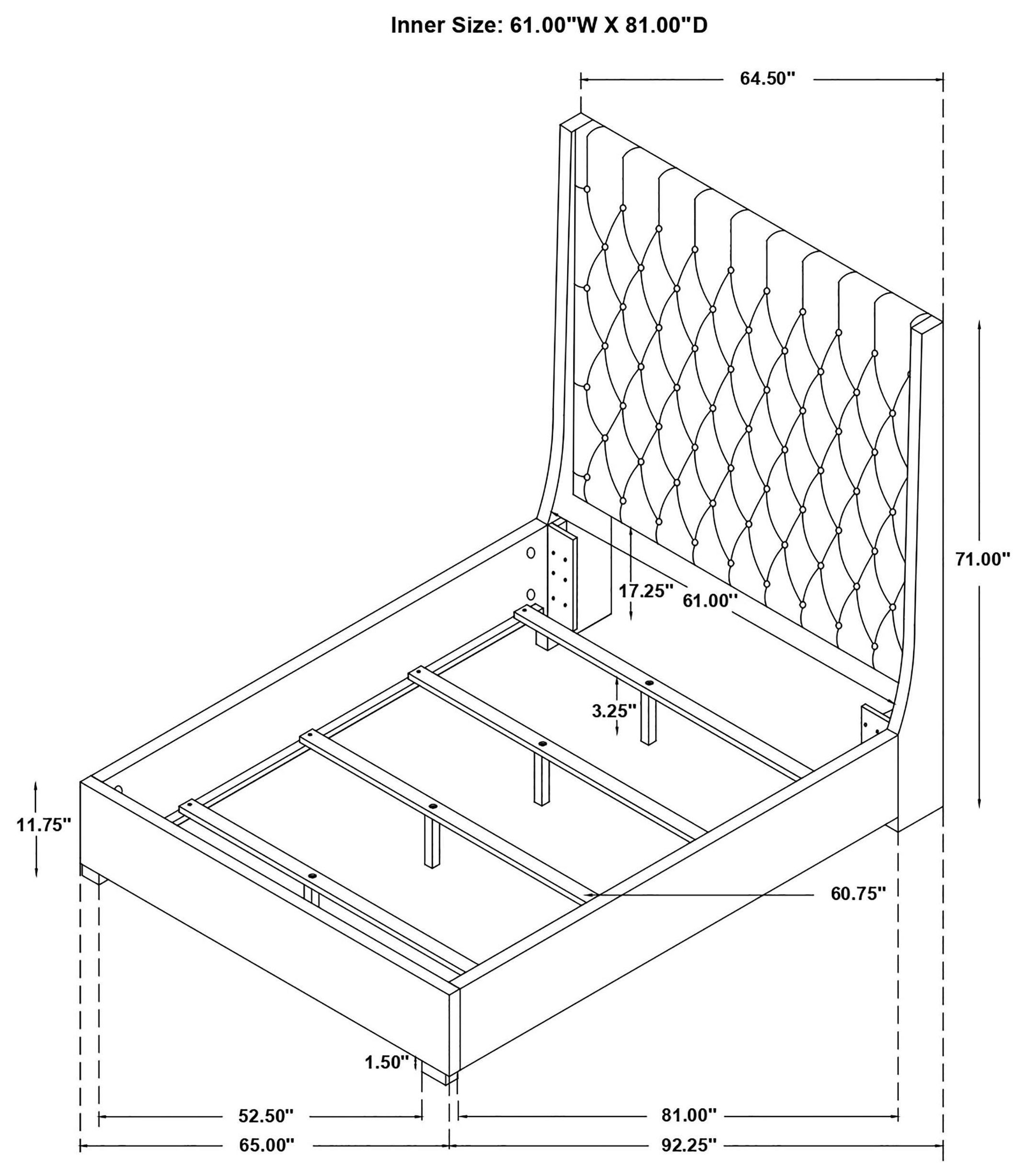 Camille Grey Upholstered Queen Panel Bed