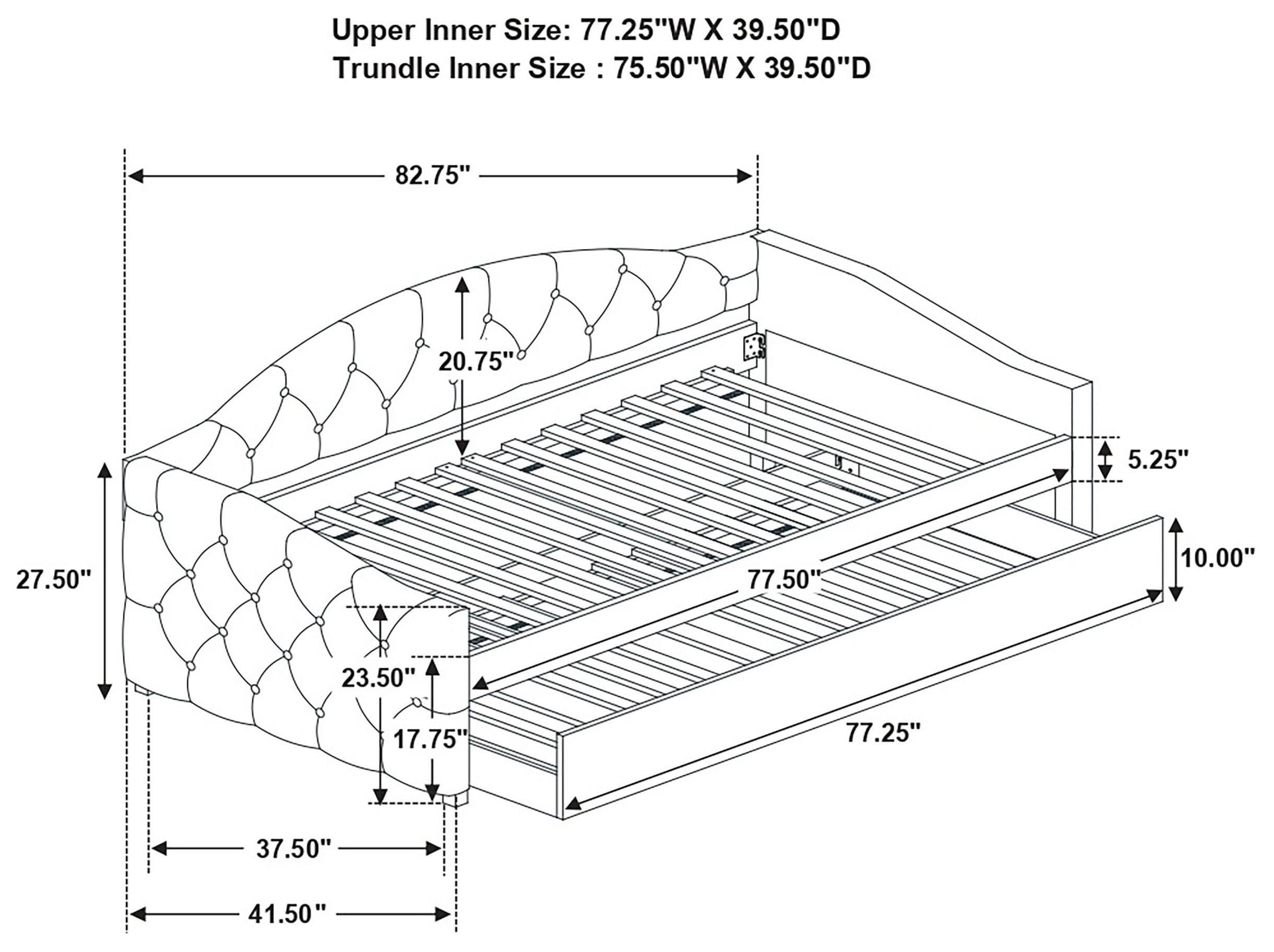Sadie Grey and Black Twin Daybed with Trundle
