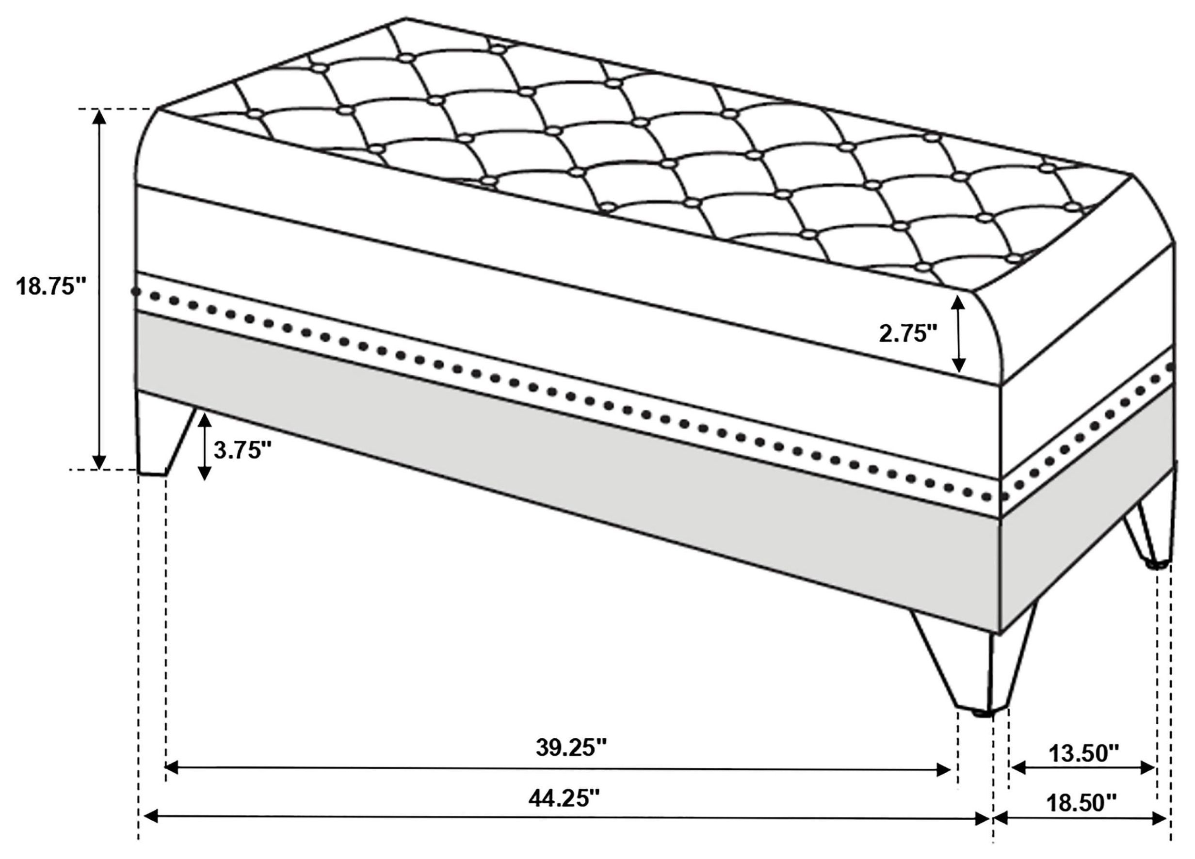 Barzini Black Upholstered Bench