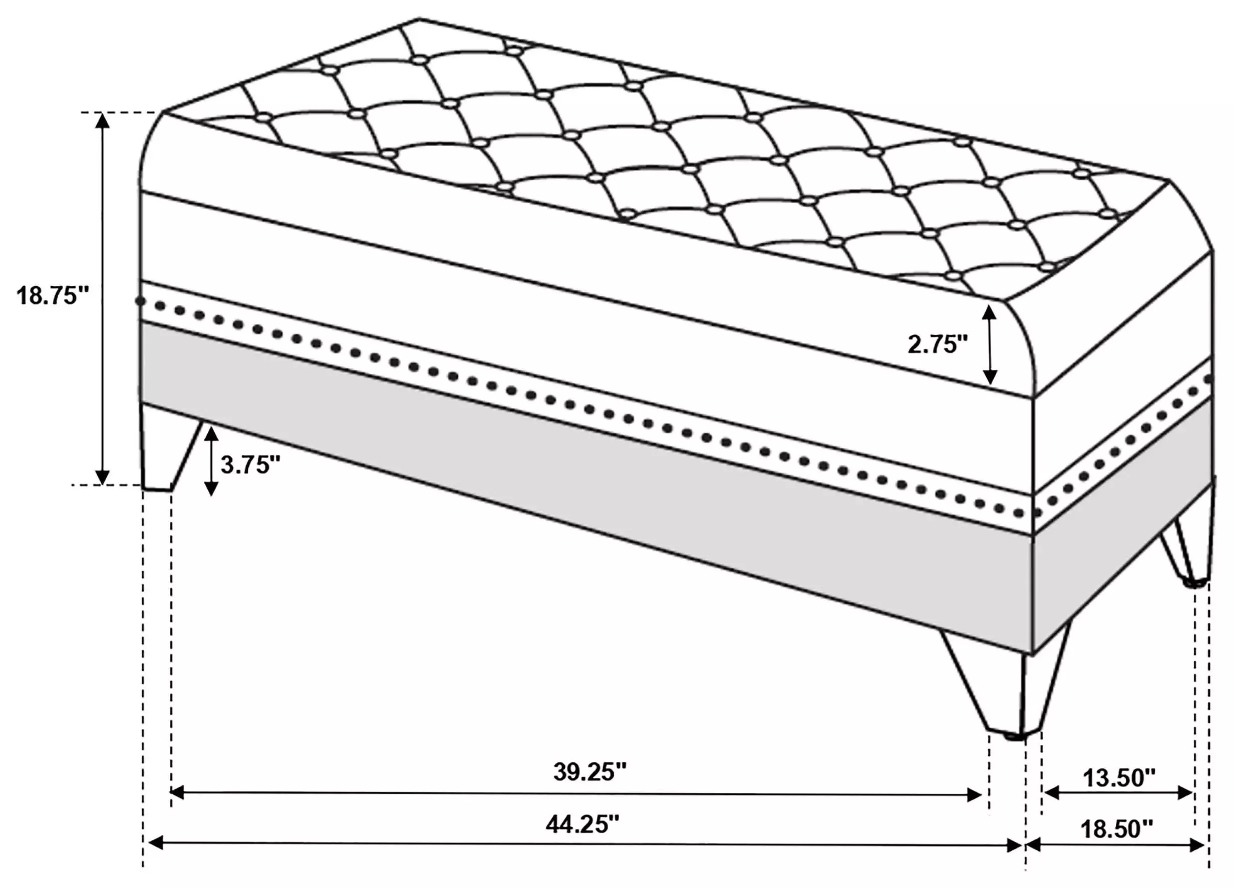 Barzini Black Upholstered Bench