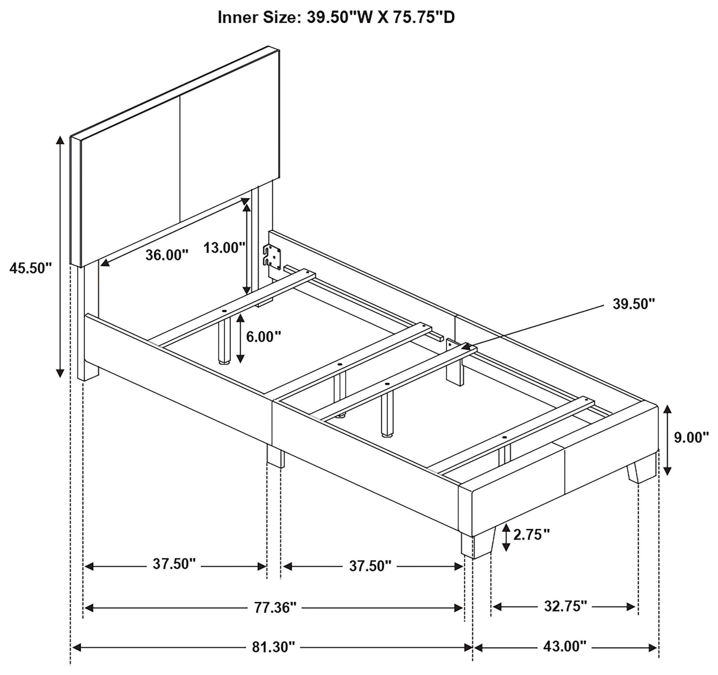 Dorian Black Upholstered Twin Panel Bed