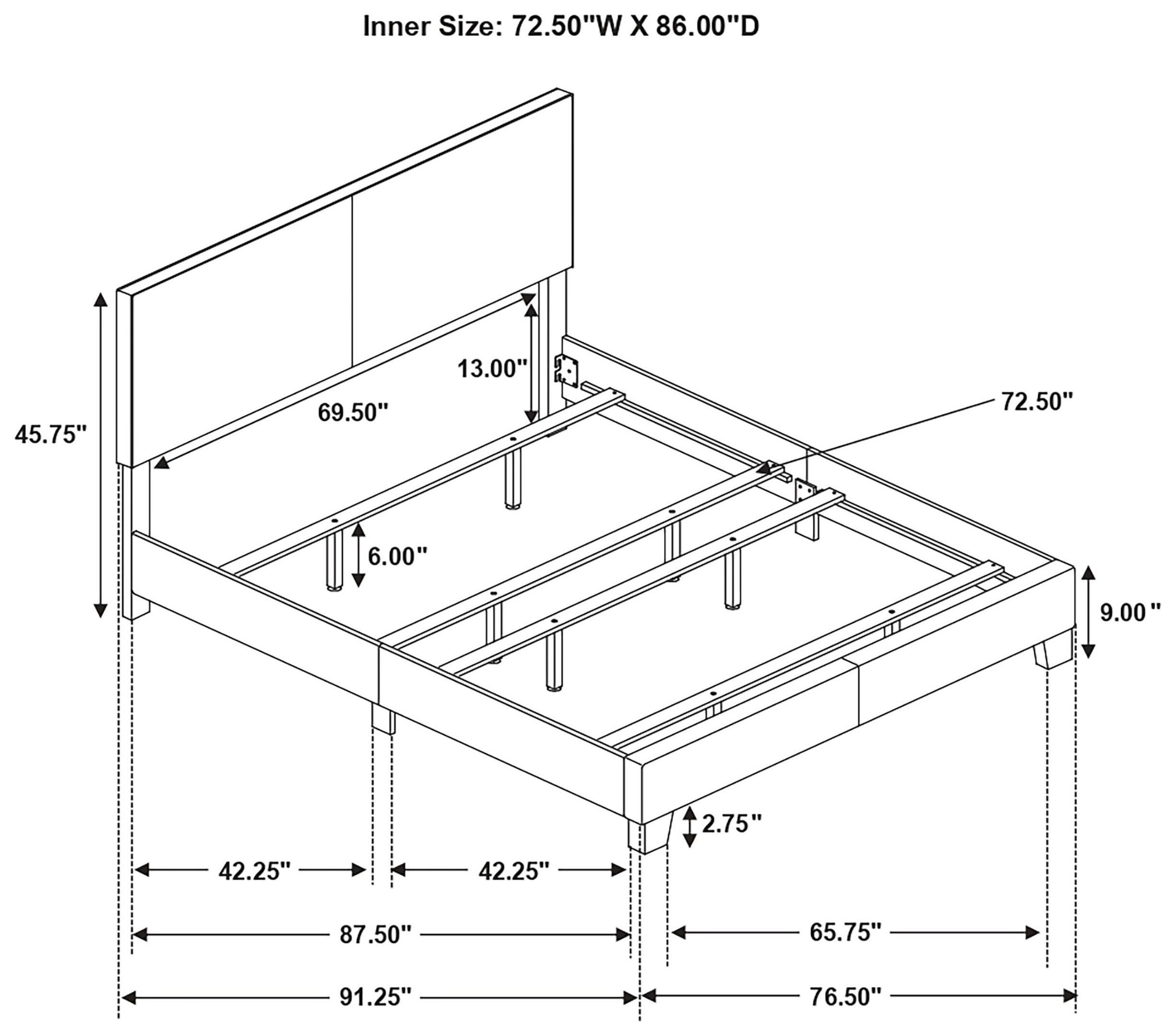 Dorian Gray California King Upholstered Panel Bed