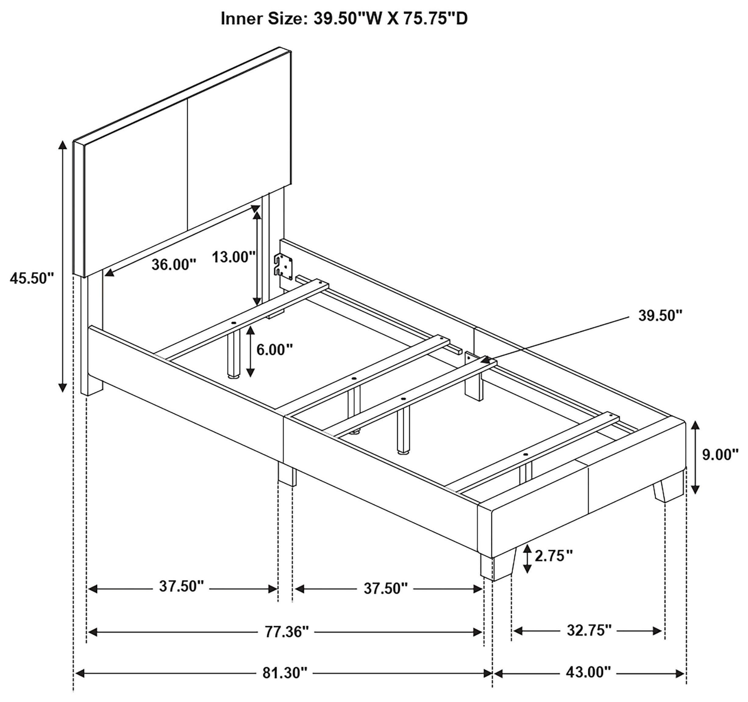 Dorian Grey Upholstered Twin Panel Bed