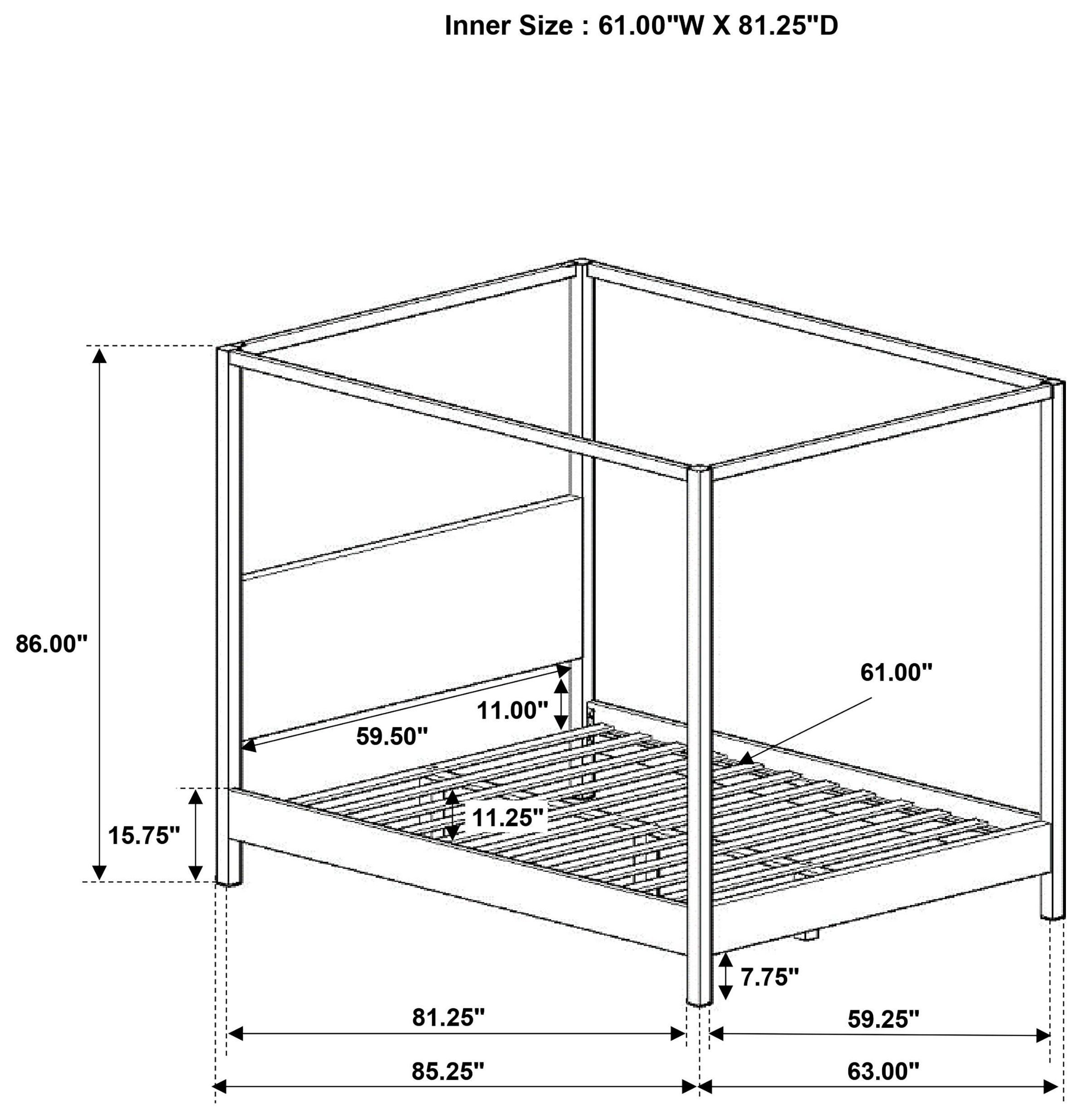 Monroe Vanilla And Black Upholstered Queen Canopy Bed